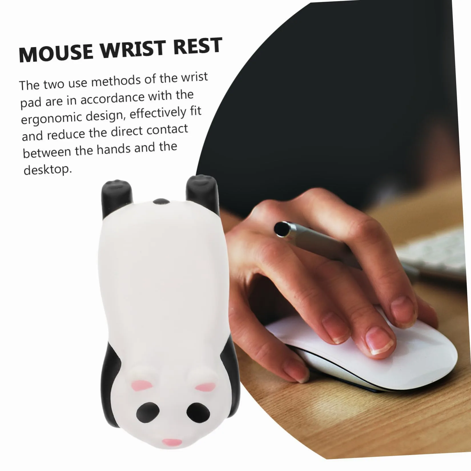 LALAFINA 3pezzi Cuscino Ergonomico Per Polso Forma Di Panda Poggiapolsi Mouse Pu Per Ufficio e Casa Supporto Per Polso Morbido e Leggero Tappetino Mouse Portatile Con Design Carino Per