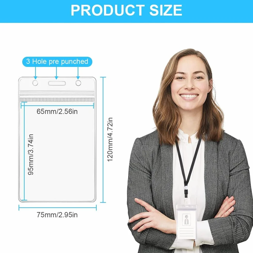 Vicloon Porta Badge Plastica 50 Pz, Portabadge PVC Impermeabili Trasparente, Porta Tesserino Carta di Credito Verticale