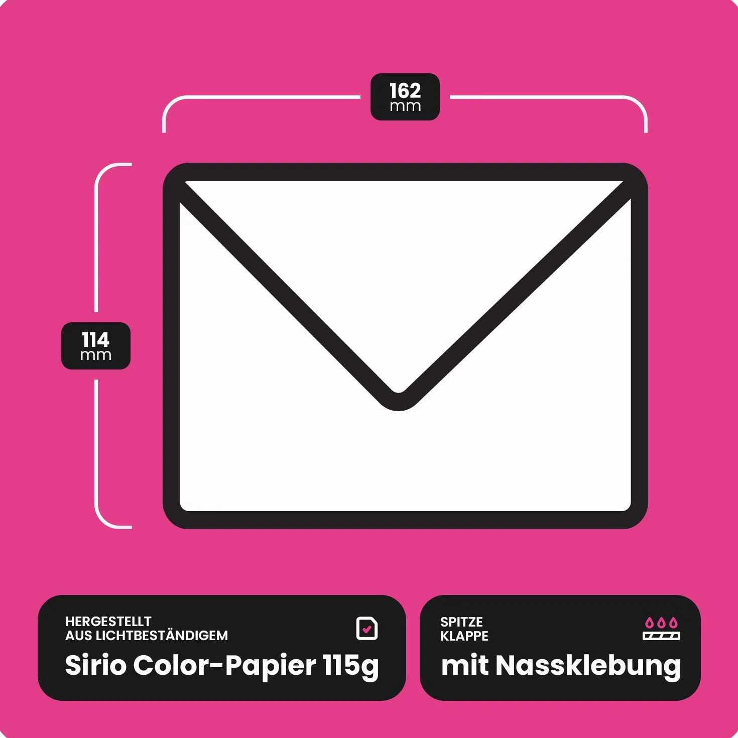 Buste Lettera Colorate Nero C6 114 x 162 mm 115g Sirio Color