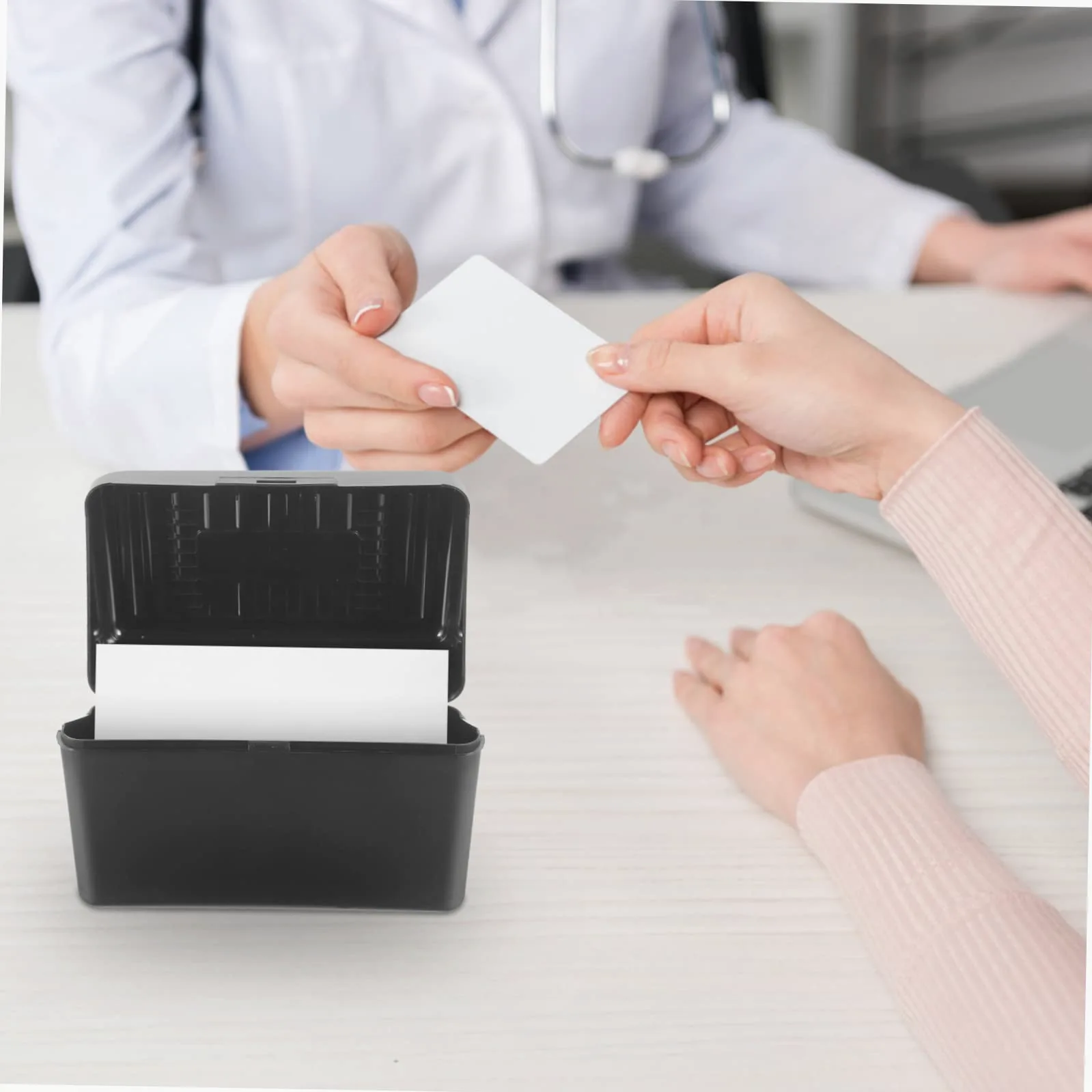 NUOBESTY 5 Pz scatola di carte titolare della carta organizzatore di biglietti da visita da scrivania raccoglitore carte organizzatore di carte supporto per biglietti da visita Black