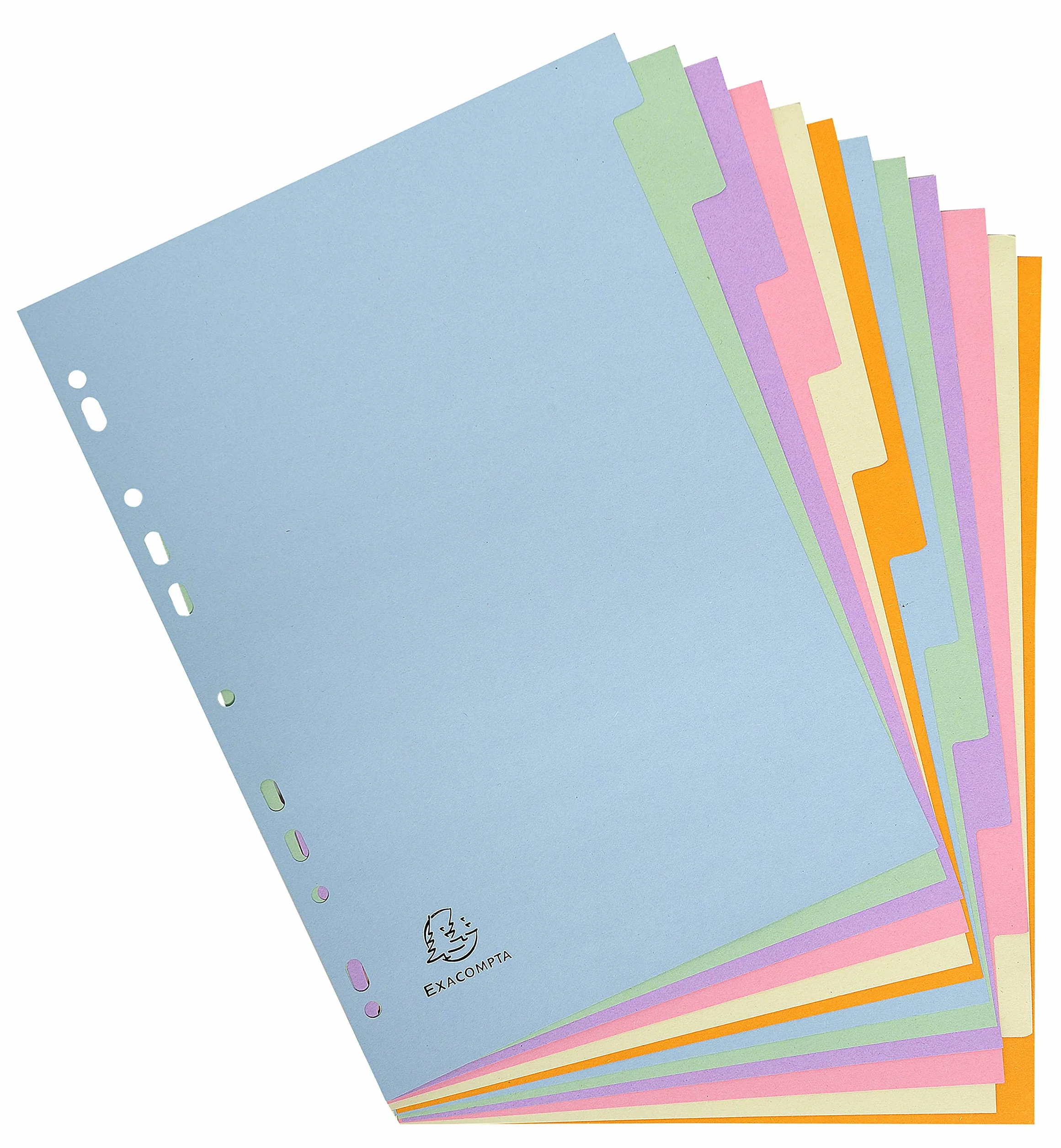 Exacompta Divisori in cartoncino riciclato pastello 170g/m2 A4 22,5x29,7 cm 12 linguette neutre