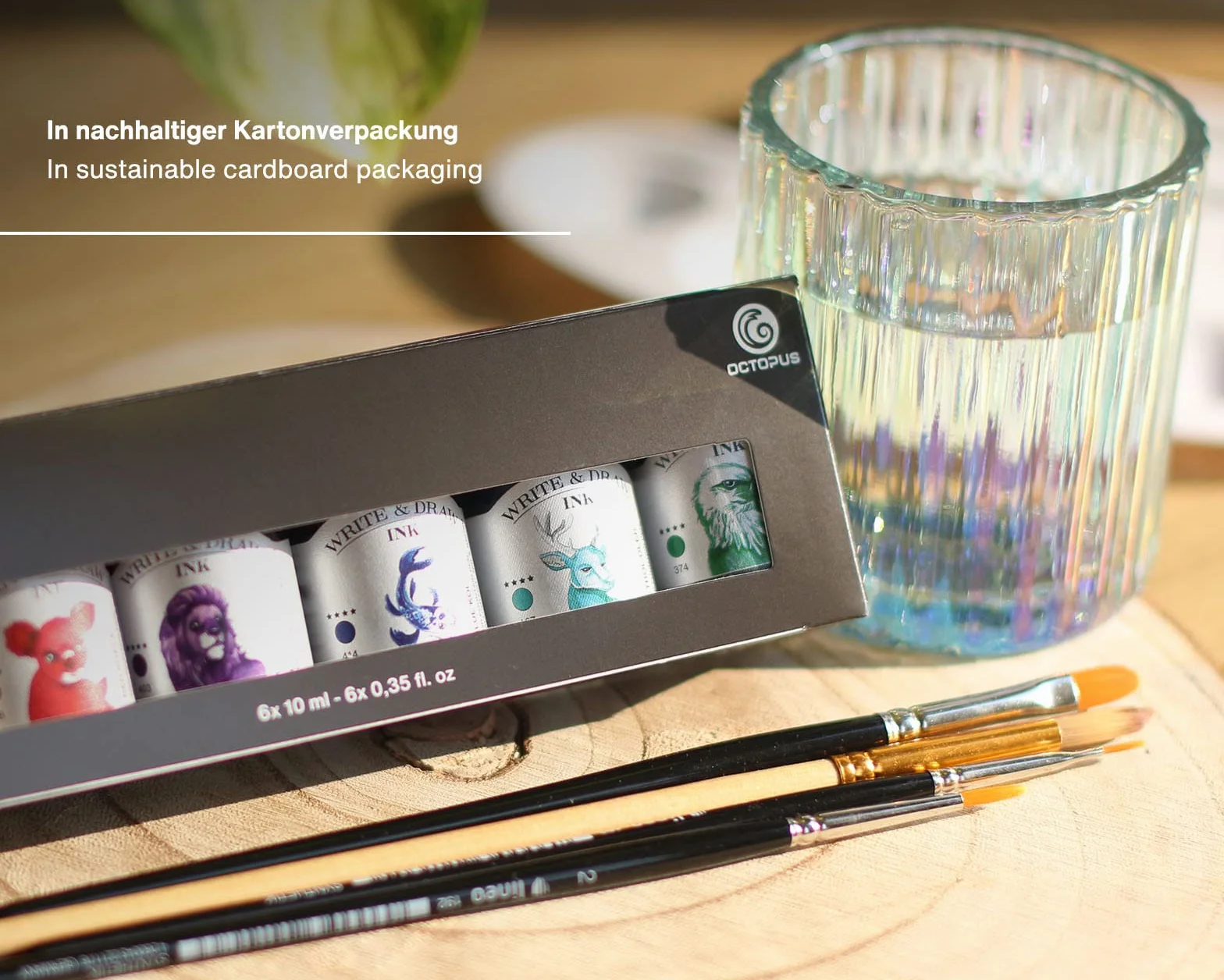Octopus Write and Draw Ink Set, inchiostro impermeabile per scrittura e disegno, inchiostro per calligrafia, inchiostro da illustrazione per penna stilografica, 38x10ml
