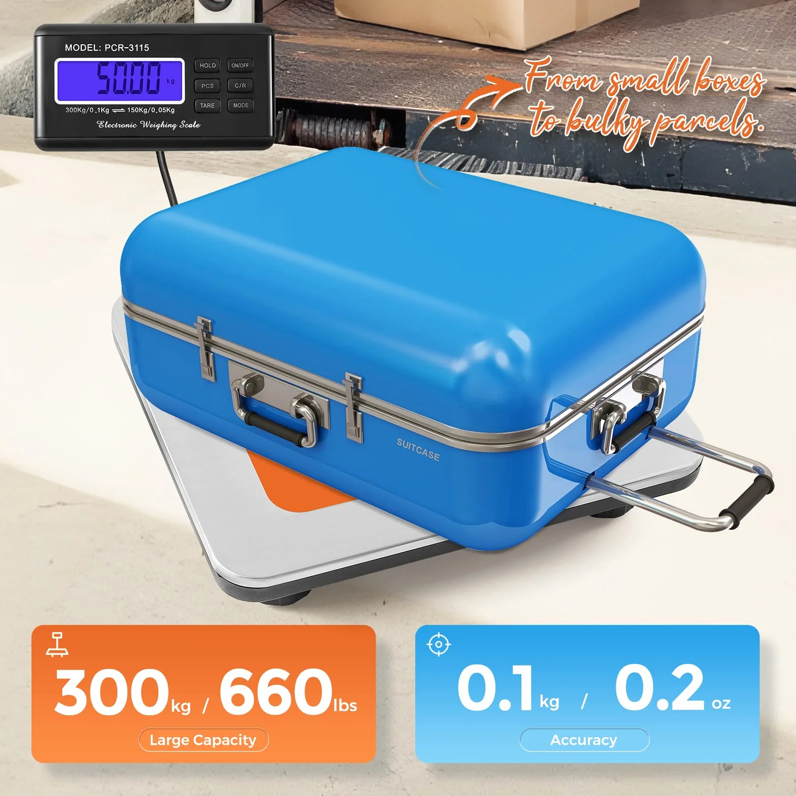 Bonvoisin Bilancia Postale Digitale 300kg/660lb Display LCD Esterno Piatto 36x30cm