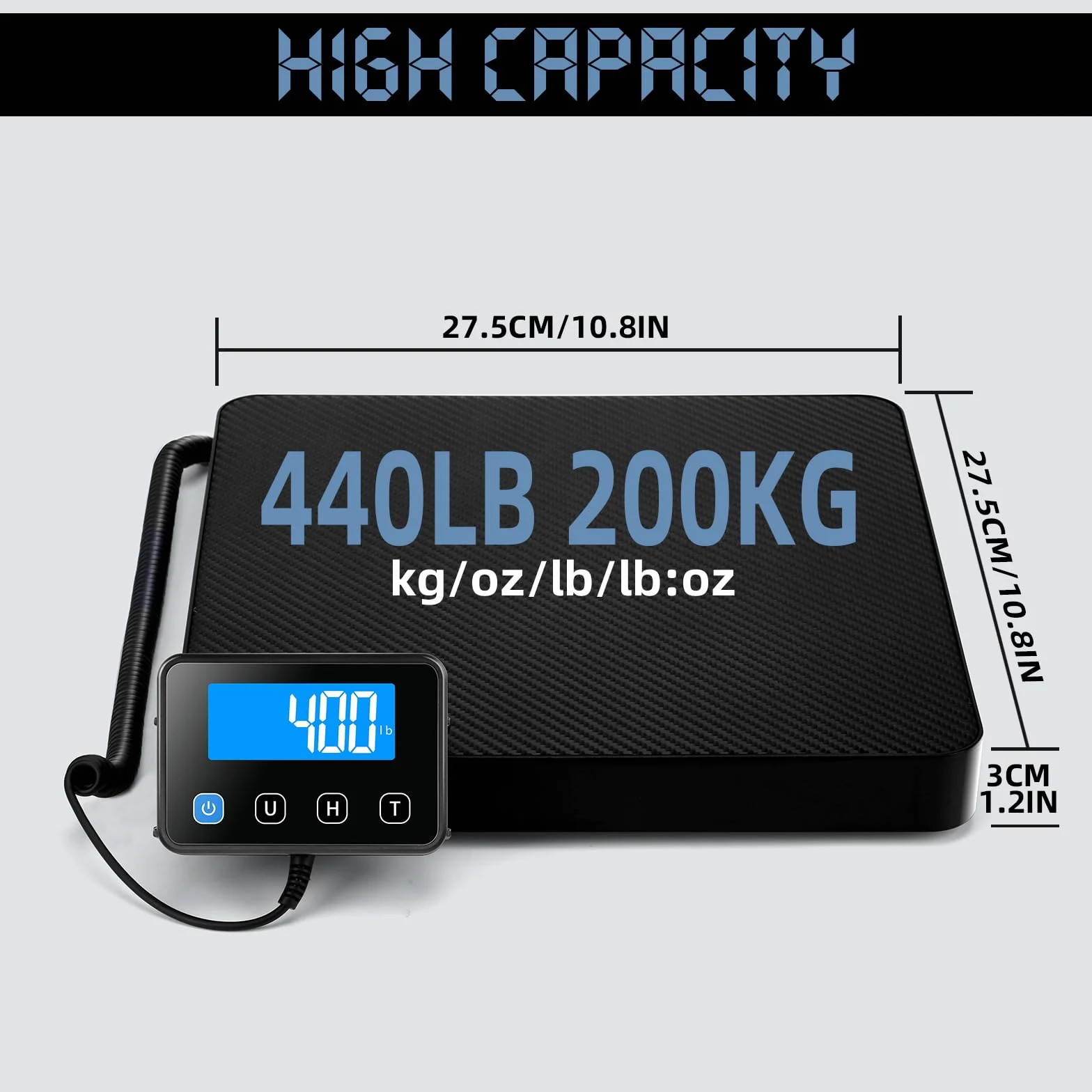 Bilancia Postale Digitale 200kg/440lb 10g/0,35oz con Display LCD e Tara