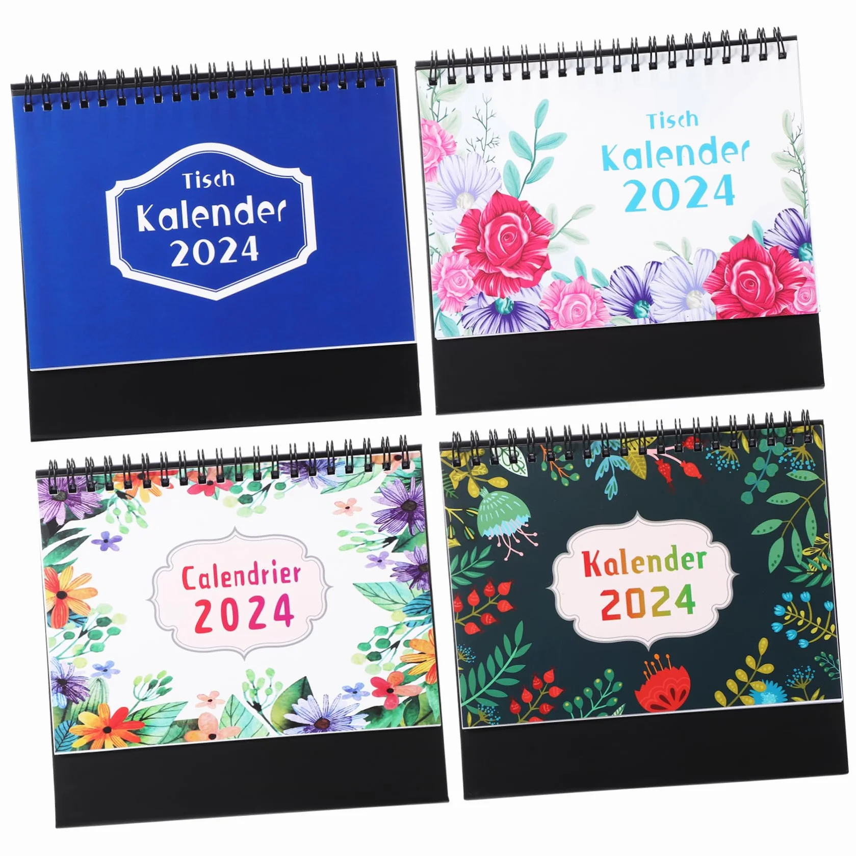 Didiseaon 4pezzi Calendario da Tavolo Design Due Spirali Accessorio da Ufficio per Casa Opzioni di Pianificazione Multifunzionali
