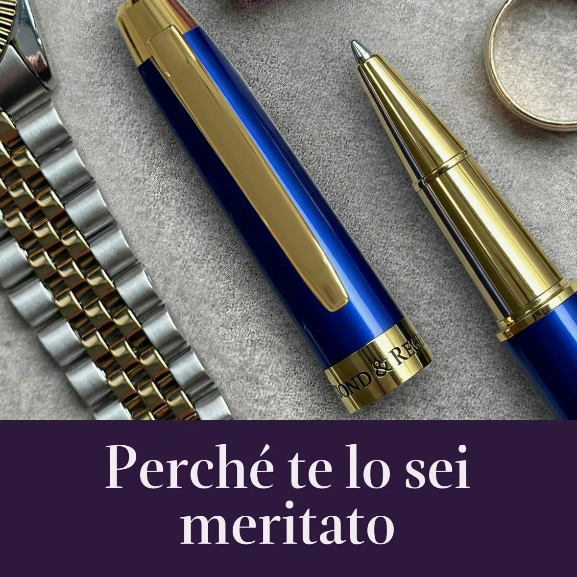 Bond & Regent Penna roller di lusso certificata di alta qualità blu reale e oro 24 carati | Bel regalo per uomini e donne