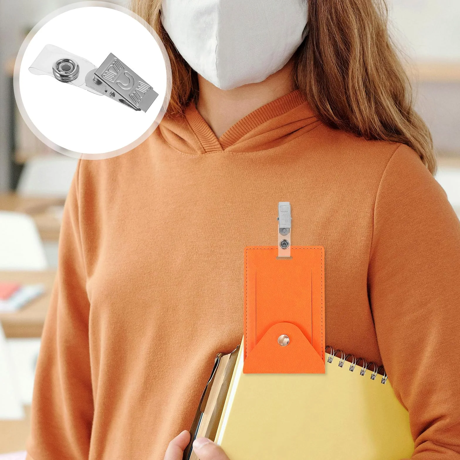 300 Pezzi Clip per Badge Identificativo e Facile Sostituzione in Ferro con Cinturino in Pvc, Portabadge Resistente e Sicuro per Esposizione Rapida per Ufficio e Scuola