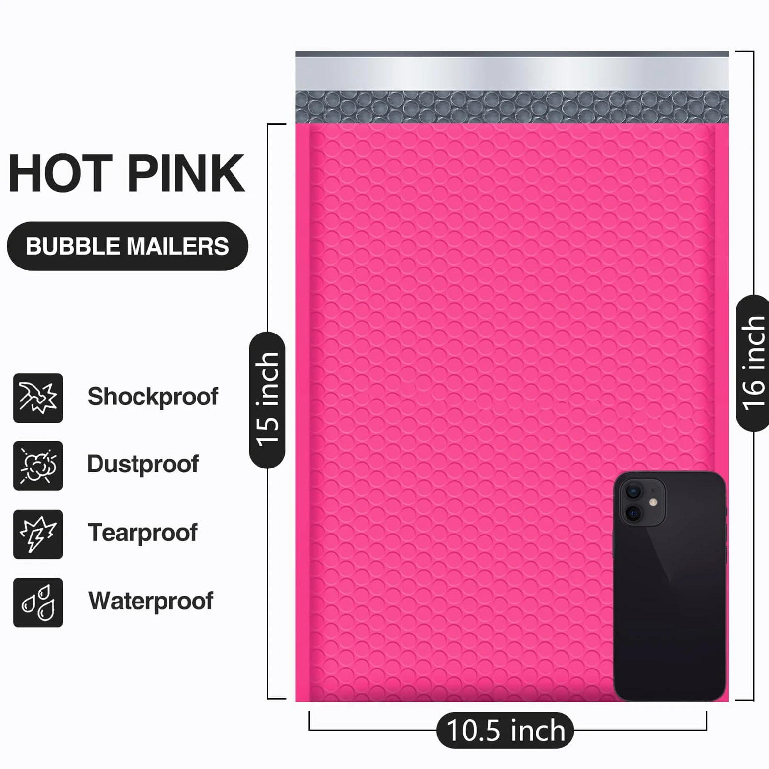Ucgou # 5 10.5 x 40,6 cm Poly Bubble Mailer Padded rosa con chiusura autoadesiva, confezione da 25