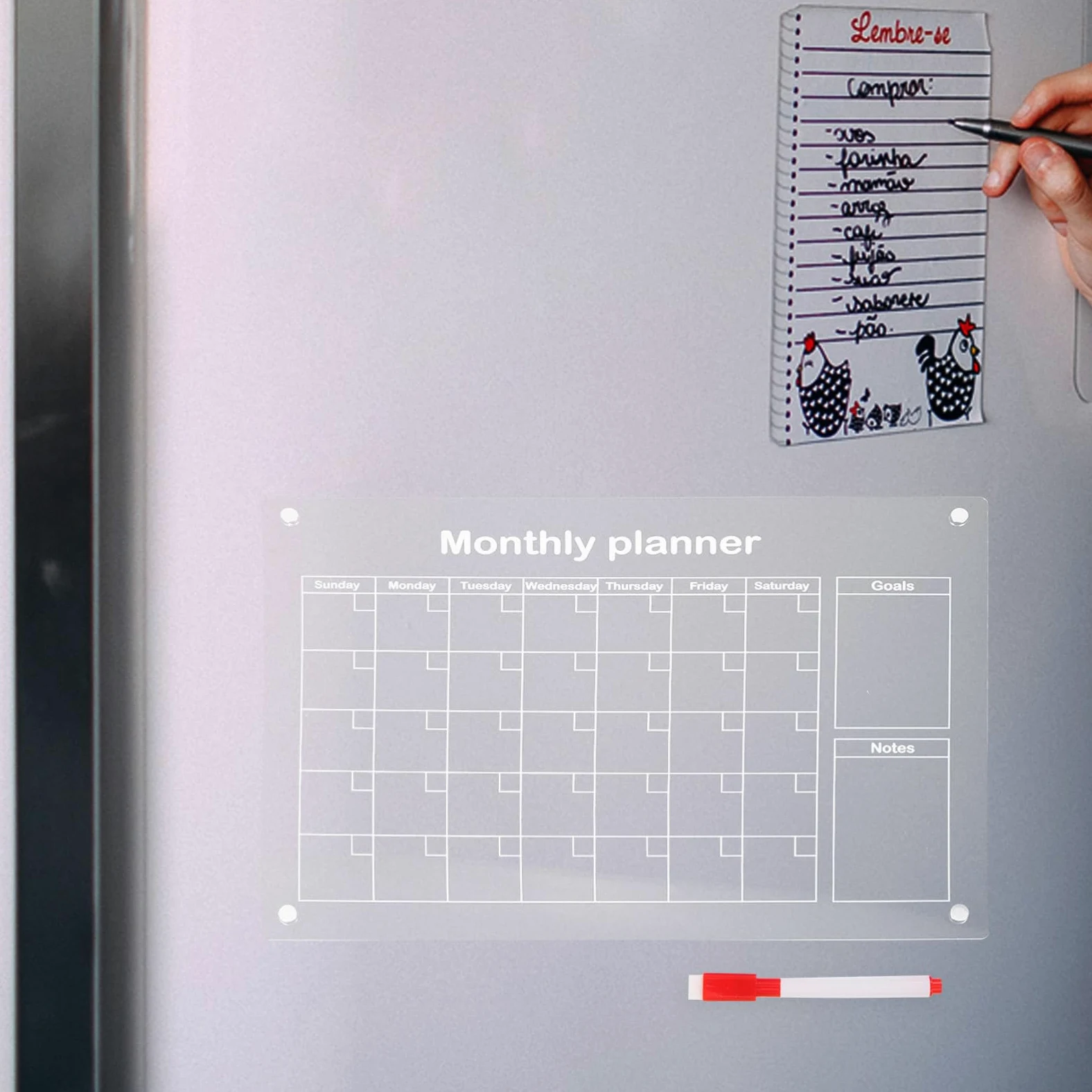 DOITOOL Calendario Mensile in Acrilico Magnetico Lavagna Cancellabile Secco Planner Giornaliero per Frigorifero per Appunti e Promemoria in Casa e Ufficio