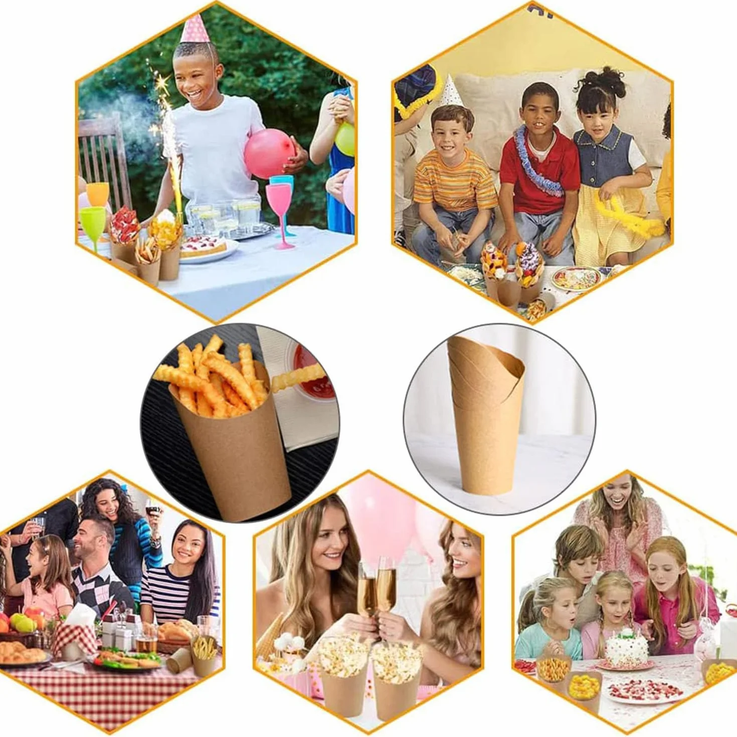 XYJJ 100 scatole di popcorn in carta kraft per feste, biscotti, patatine