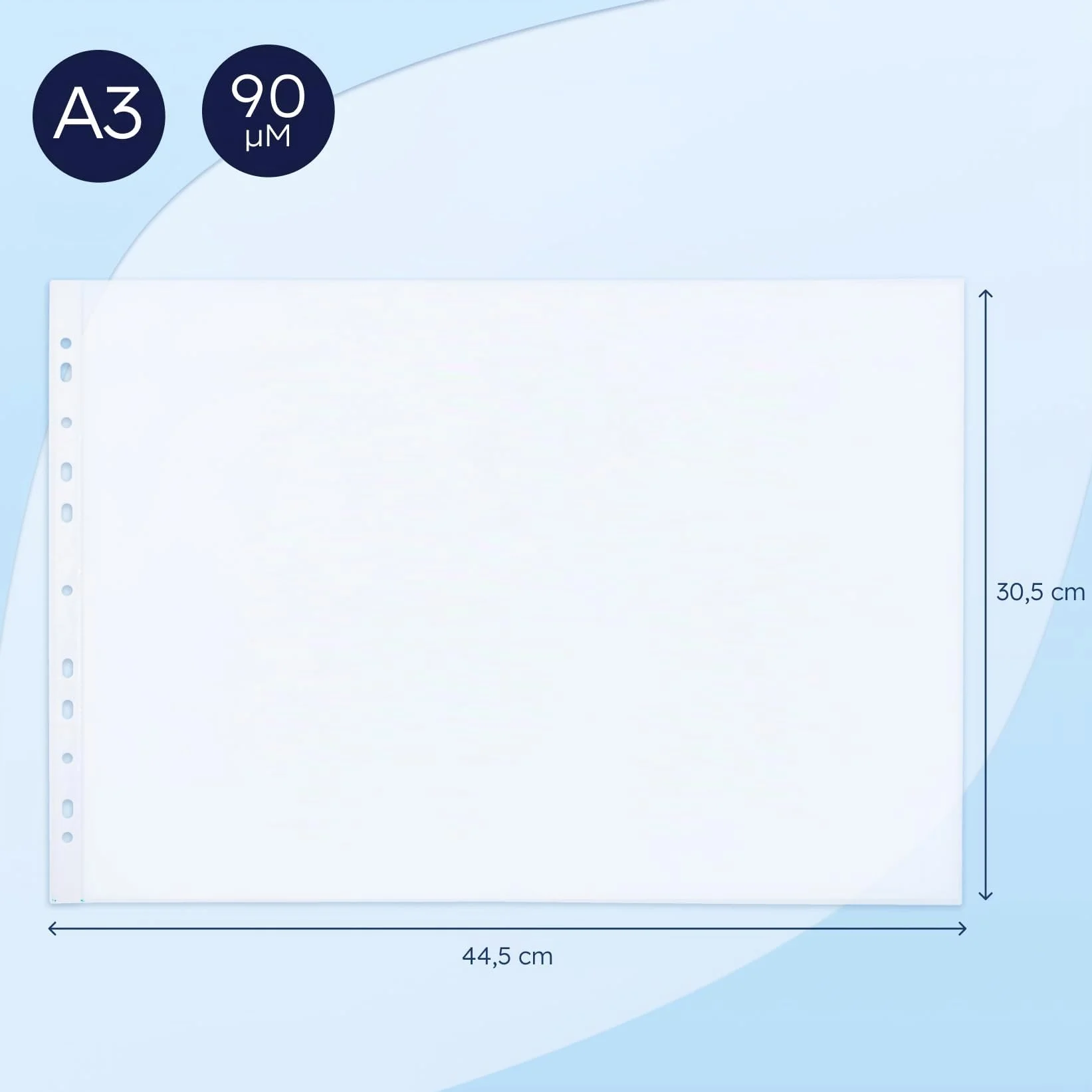 Buste Perforate Trasparenti A3 25 Pezzi per Documenti, Plastica 90 Micron