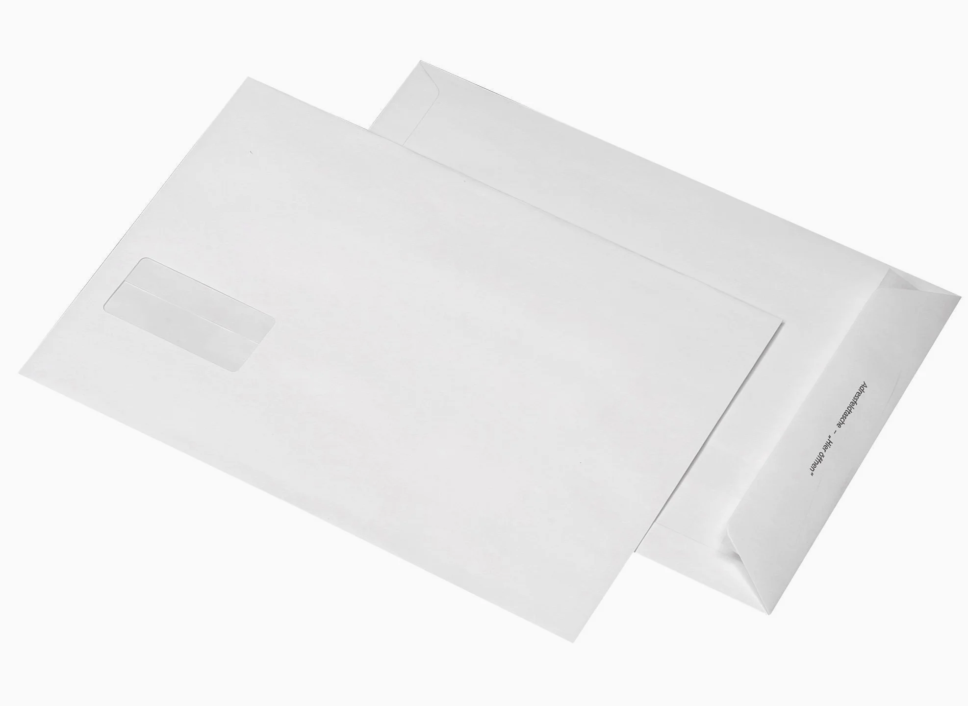 Karten und Co. - Buste formato B4, con finestrella per indirizzo, 45 x 90 mm, autoadesive, 120 g/mq, 250 pezzi, colore: Bianco
