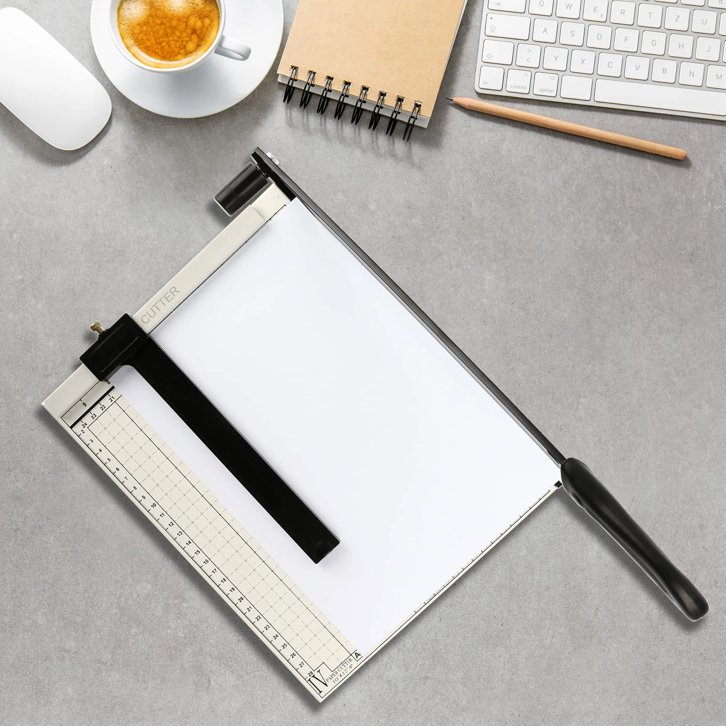 Taglierina a Ghigliottina per Carta A4 con Base in Metallo Capacità 12 Fogli Professionale per Ufficio Fotografico e Cancelleria