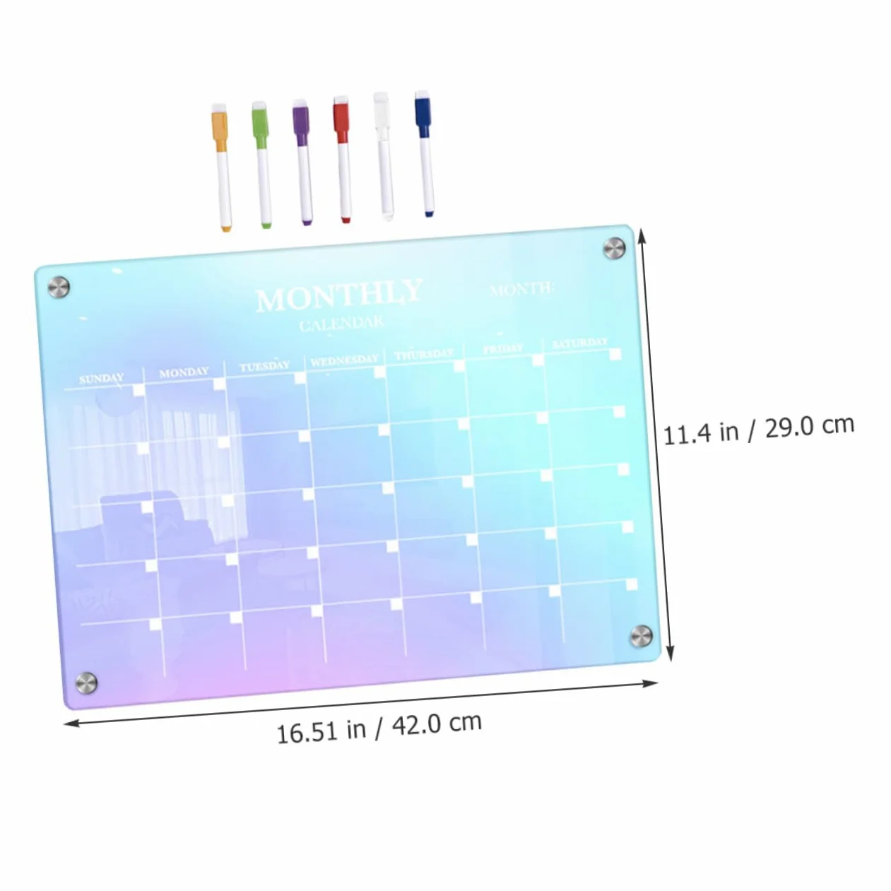 Planner Mensile Magnetico in Acrilico Cancellabile 7 Pezzi | Trasparente DIY Set Penna, Superficie per Annotazioni Quotidiane, Non Lascia Residui