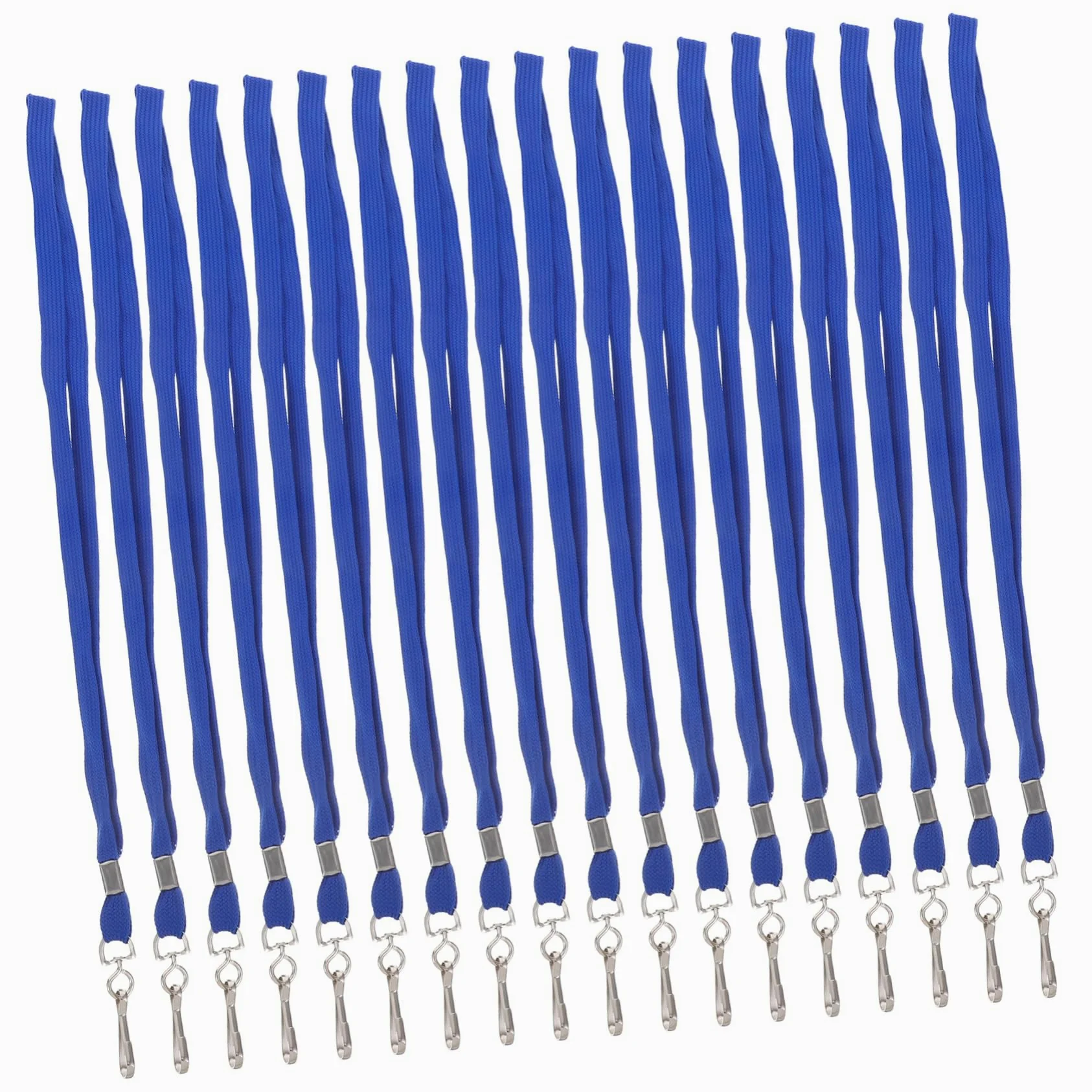 100 Pezzi Lanyard Badge con Clip Resistente e Chiusura Rapida Cinturino Collo per Carte Id Accessorio per Scuola Ufficio e Corda Liscia Antinodi Blu