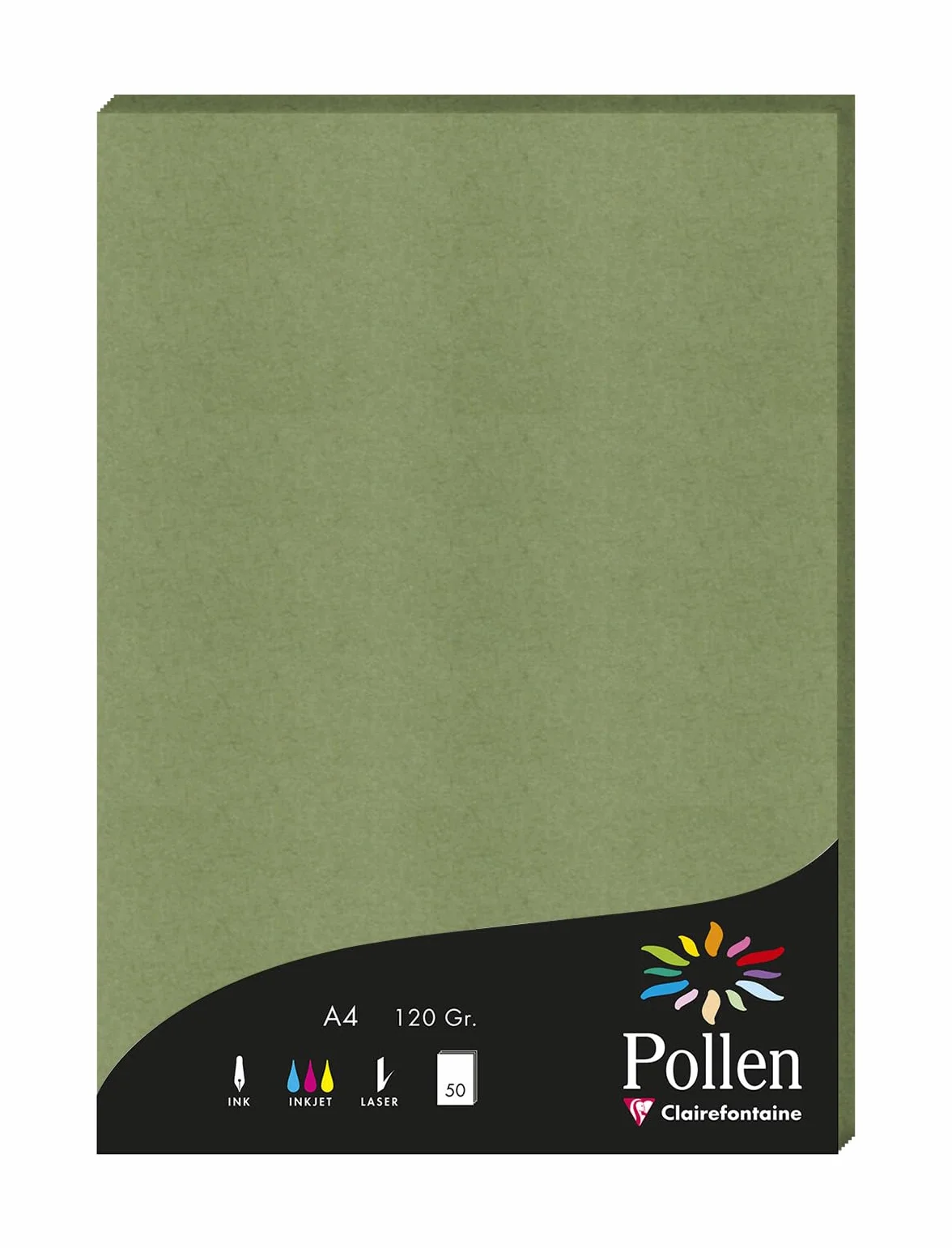 Clairefontaine Pollen Carta A4 120g/m² Verde Salvia 50 Fogli Astuccio