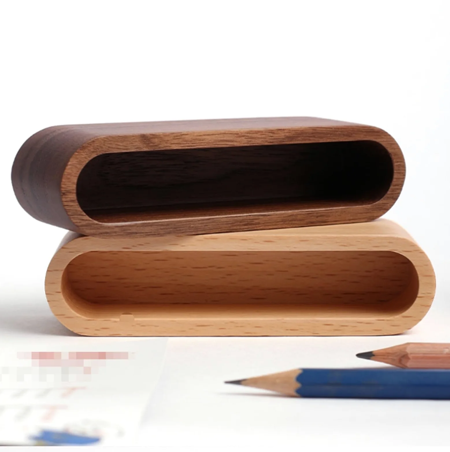 Espositore per Biglietti da Visita, Porta Biglietti da Visita per scrivania, in Legno, Organizer Aperto in Legno per Ufficio e casa (Marrone 4,7x2,1x7 cm)