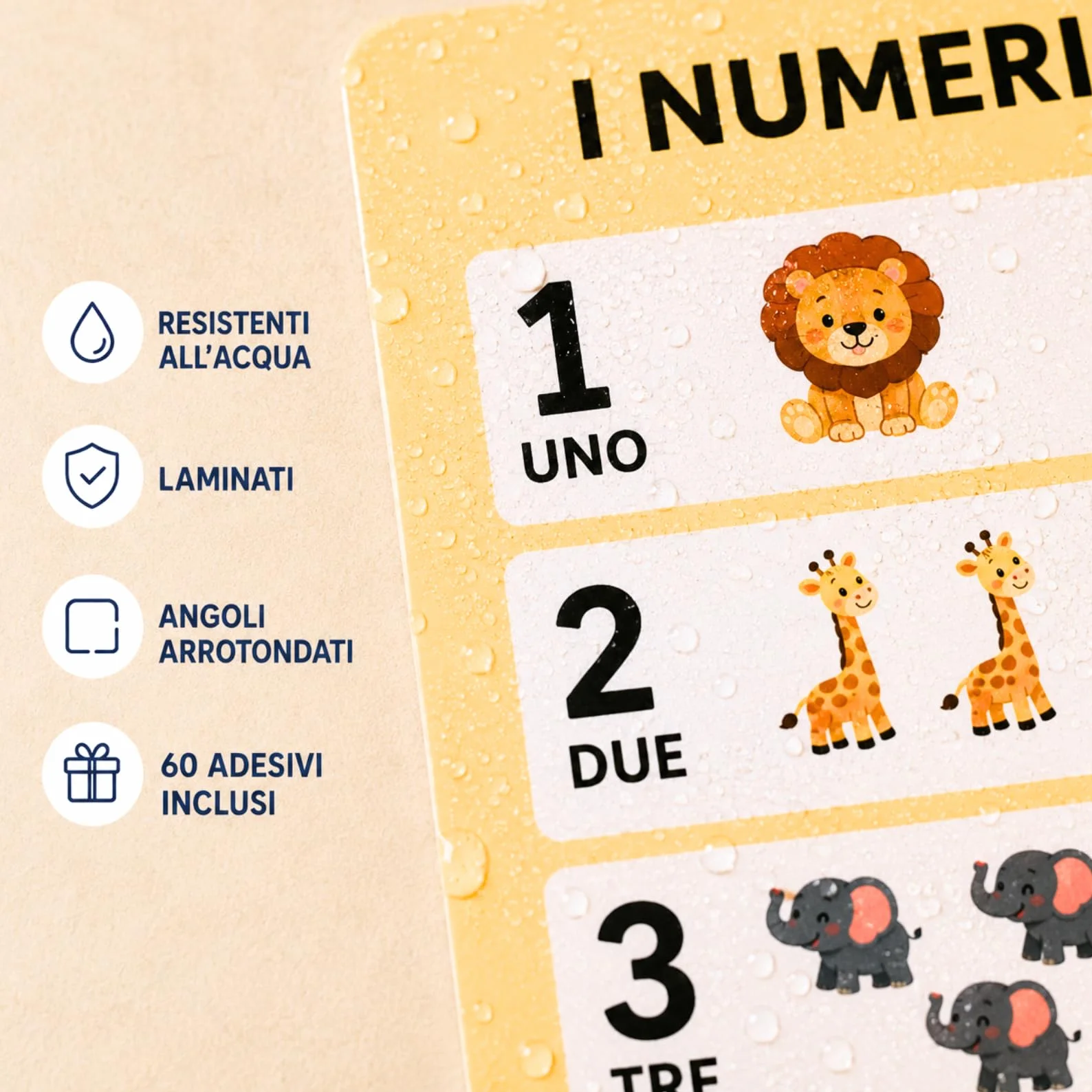 Poster Educativi per Bambini in Italiano - Set 12 Poster Didattici A3 Laminati 250 gsm - Alfabeto, Numeri, Colori, Montessori