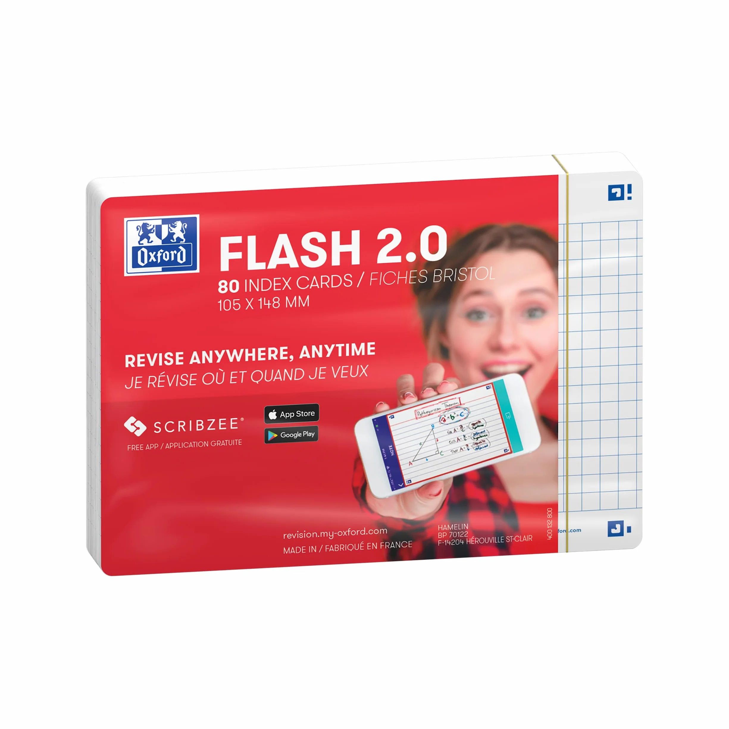 Schede flash a quadretti formato A6 con cornice bianca confezione da 80