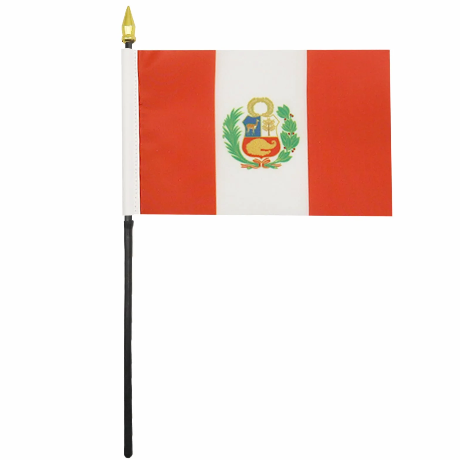 AZ FLAG Bandiera da Tavolo Perù 15x10cm Punta Dorata