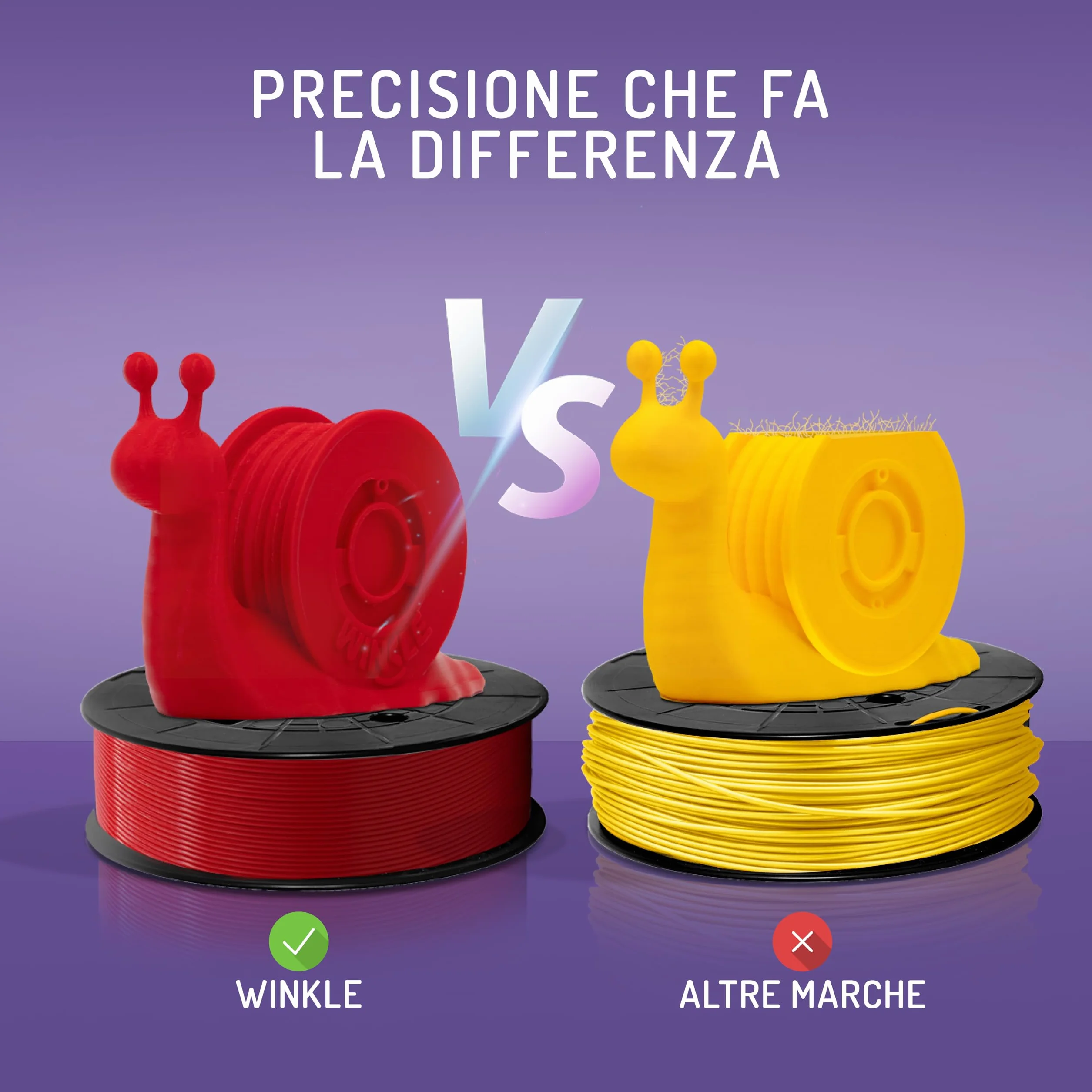 WINKLE Filamento PLA HD 1.75mm Nero Corvino 300g per Stampante 3D FDM Precisione Dimensionale +/- 0.05mm
