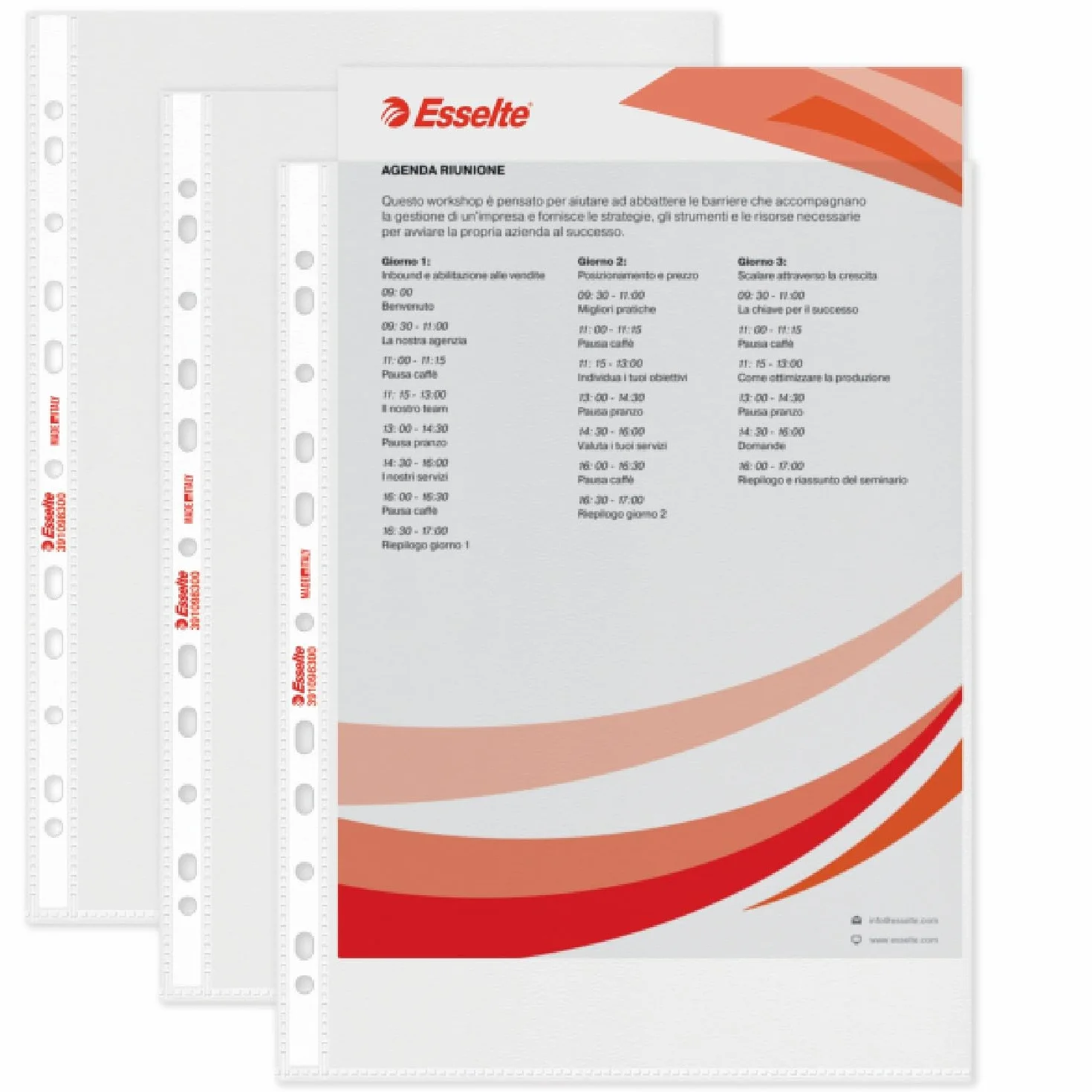 Esselte OXFORD SMART Buste per raccoglitori a perforazione universale A4 Standard, 400 pezzi (4 x 100), PP Antiriflesso, con Scatola Multiuso