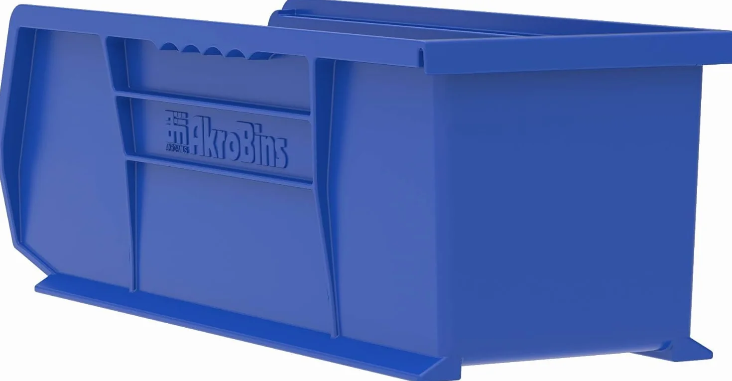 Akro-Mils 30234 AkroBins Contenitori di Stoccaggio in Plastica Impilabili 38,1 cm x 12,7 cm x 12,7 cm Blu Confezione da 12