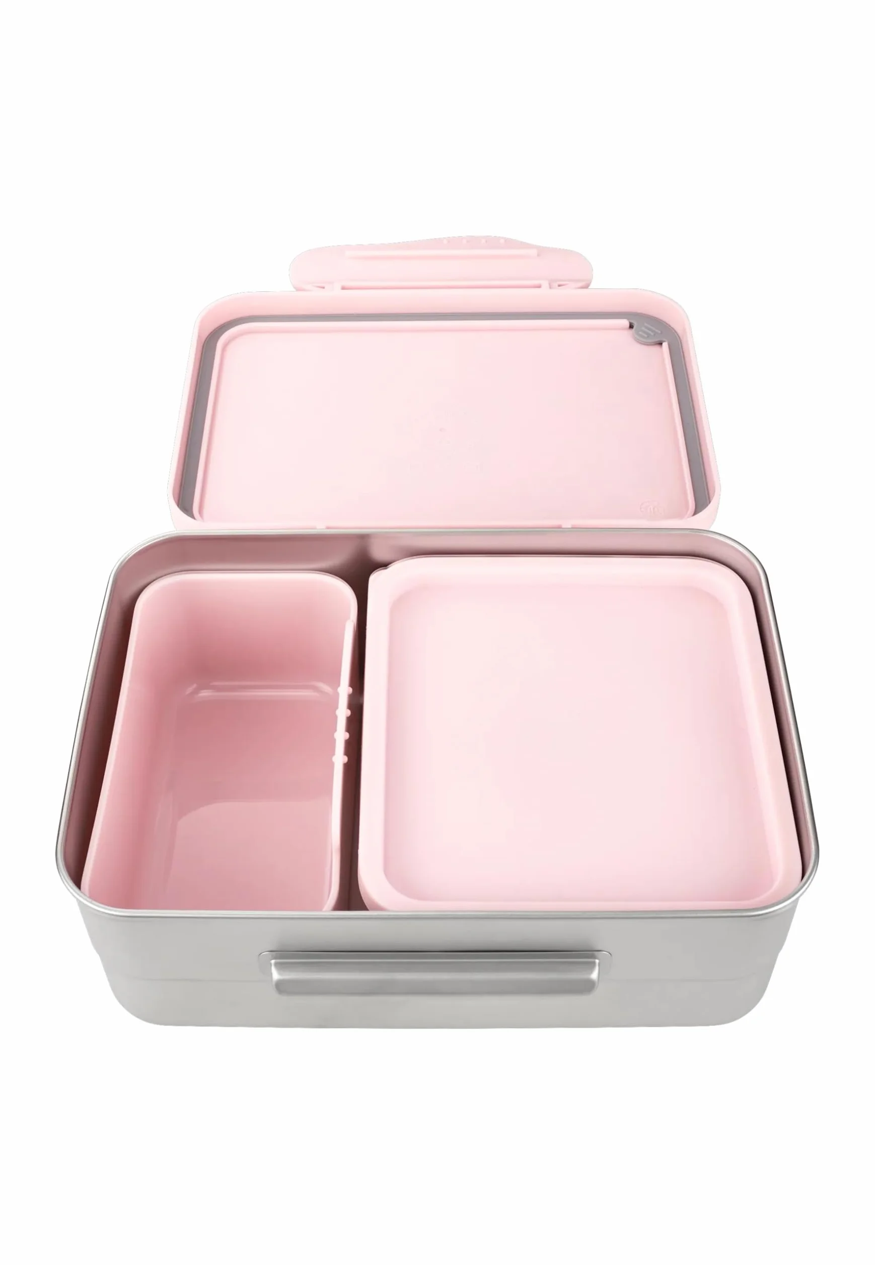 ergobag Portamerenda in acciaio inox con scomparto separato e snack box, senza bpa, lavabile in lavastoviglie Rose - Rosa
