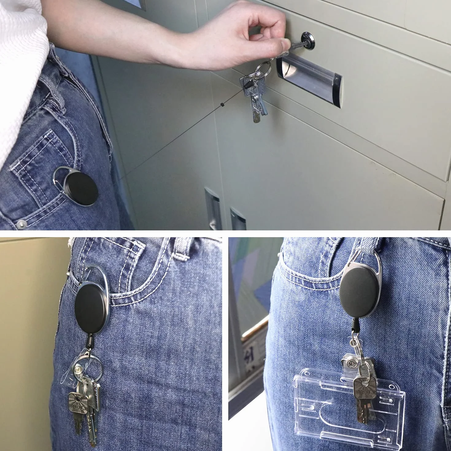 Portachiavi retrattile Porta Badge Bobina Clip ID Estensibile 6 pezzi