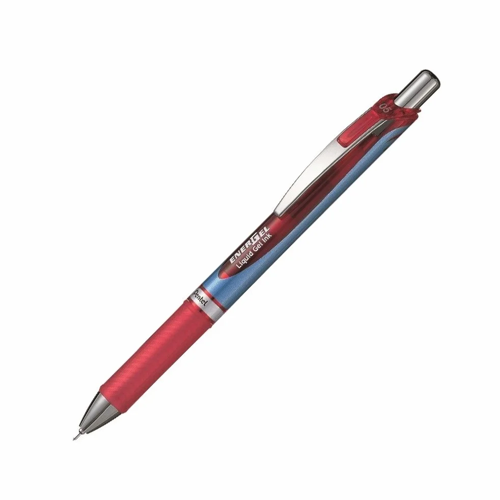 Pentel BLN75-B Roller 0.5mm Needle Tip Pen, Blue Body Red Accent