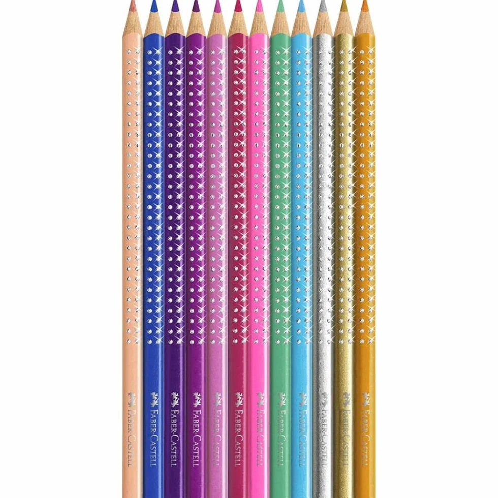 Faber-Castell Sparkle 12 pezzi matite colorate triangolari in astuccio metallico