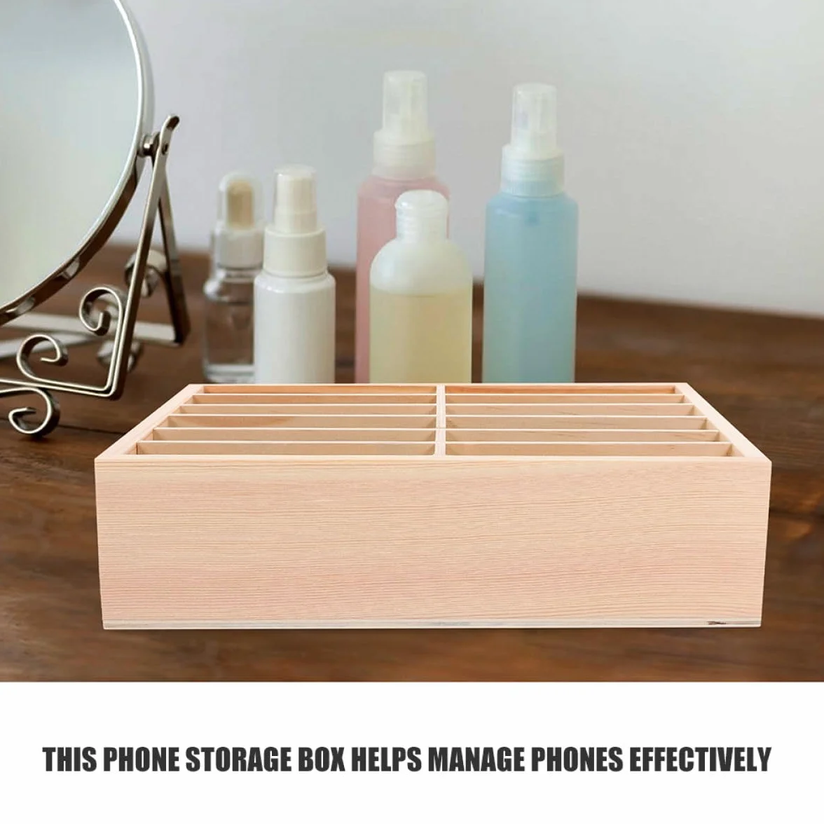 Organizzatore per Cellulare da Ufficio in Legno 12 Scomparti Scatola Porta Telefono da Tavolo 2 Pezzi per Aula Sala Riunioni e Reception Supporto Compatto per Gestione Telefoni