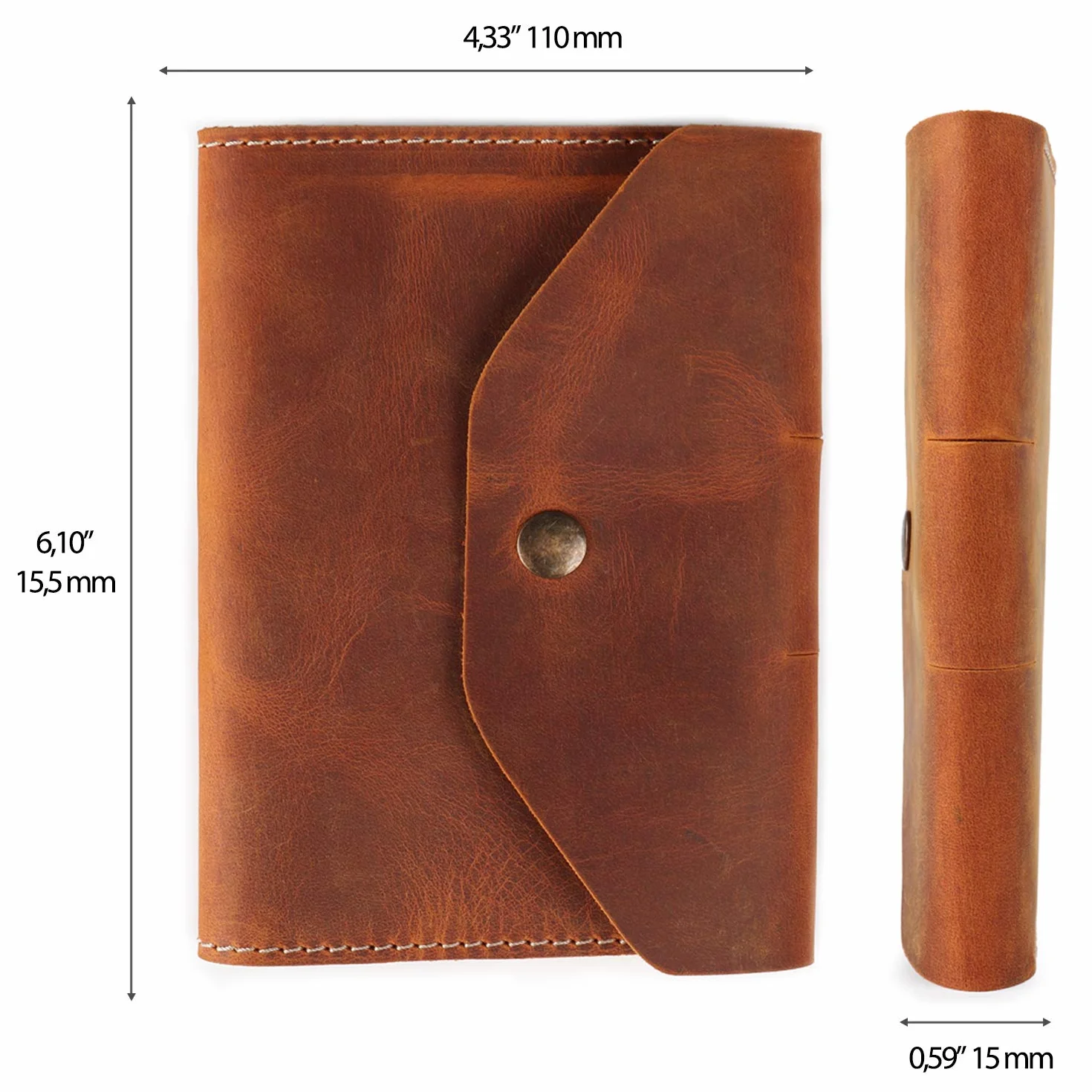 MegaGear Londo Portfolio in Vera Pelle con Blocco Note e Chiusura a Scatto, per Affari, Ufficio e Viaggi – Cartella Elegante e Funzionale in Pelle di Alta Qualità (Camel, S)