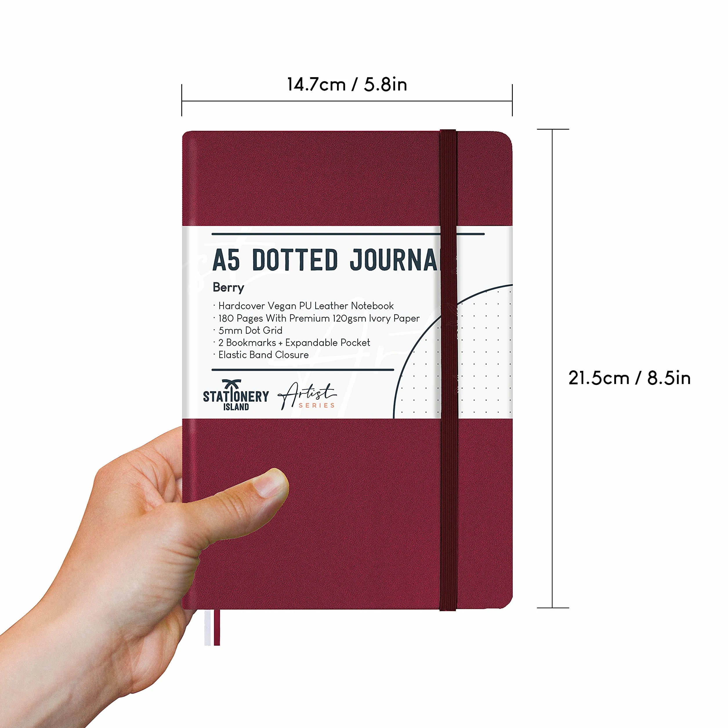 STATIONERY ISLAND Quaderni a Quadretti A5 Bullet Journal Puntinato 180 Pagine Taccuino 120gsm