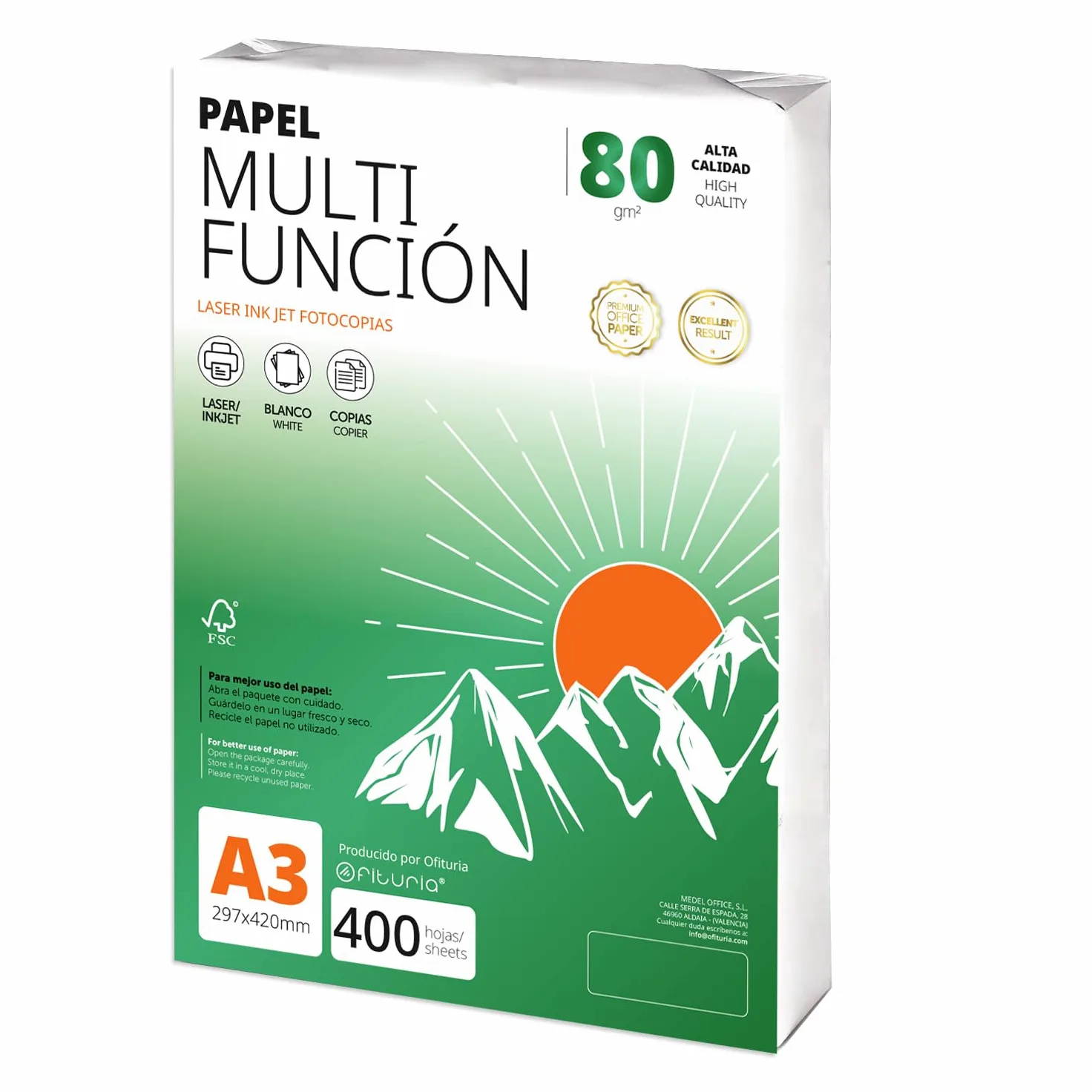 Fogli A3 80g 400 fogli, Carta Multiuso Stampante, Fogli per Progetti, Illustrazione, Lettering, Progetti Creativi Professionali, Carta A3 per Ufficio, Materiale Scolastico - Ofituria (80g, 400fogli)