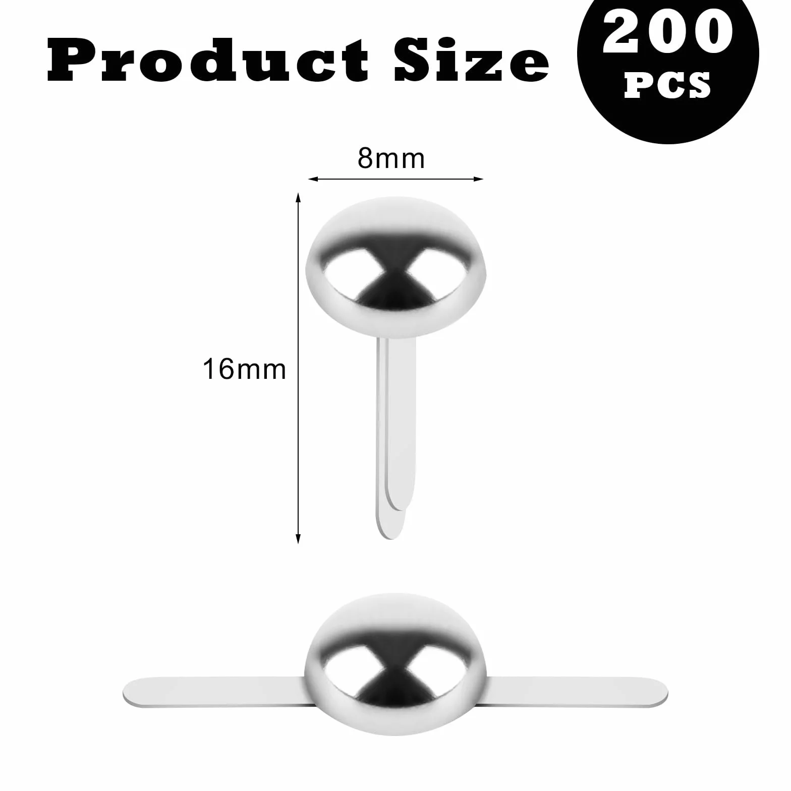 Fermacampioni Scrapbooking 200 Pezzi 8x16 mm Metallo per Carta DIY