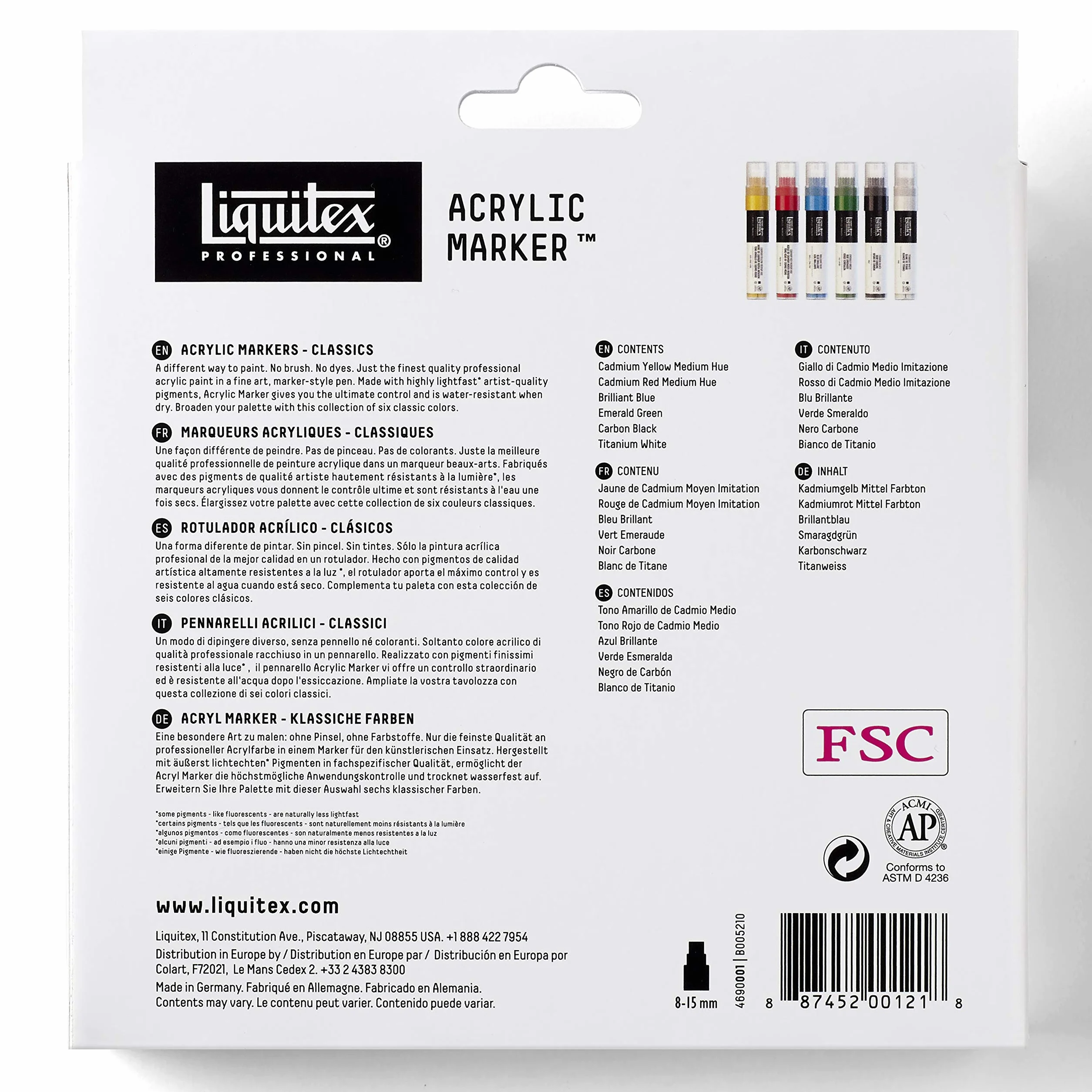Liquitex Paint Marker 6 Pennarelli Punta Largha
