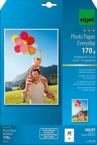 Sigel - Carta fotografica per stampante a getto d'inchiostro, formato A4, lucida, 1 confezione da 100 fogli