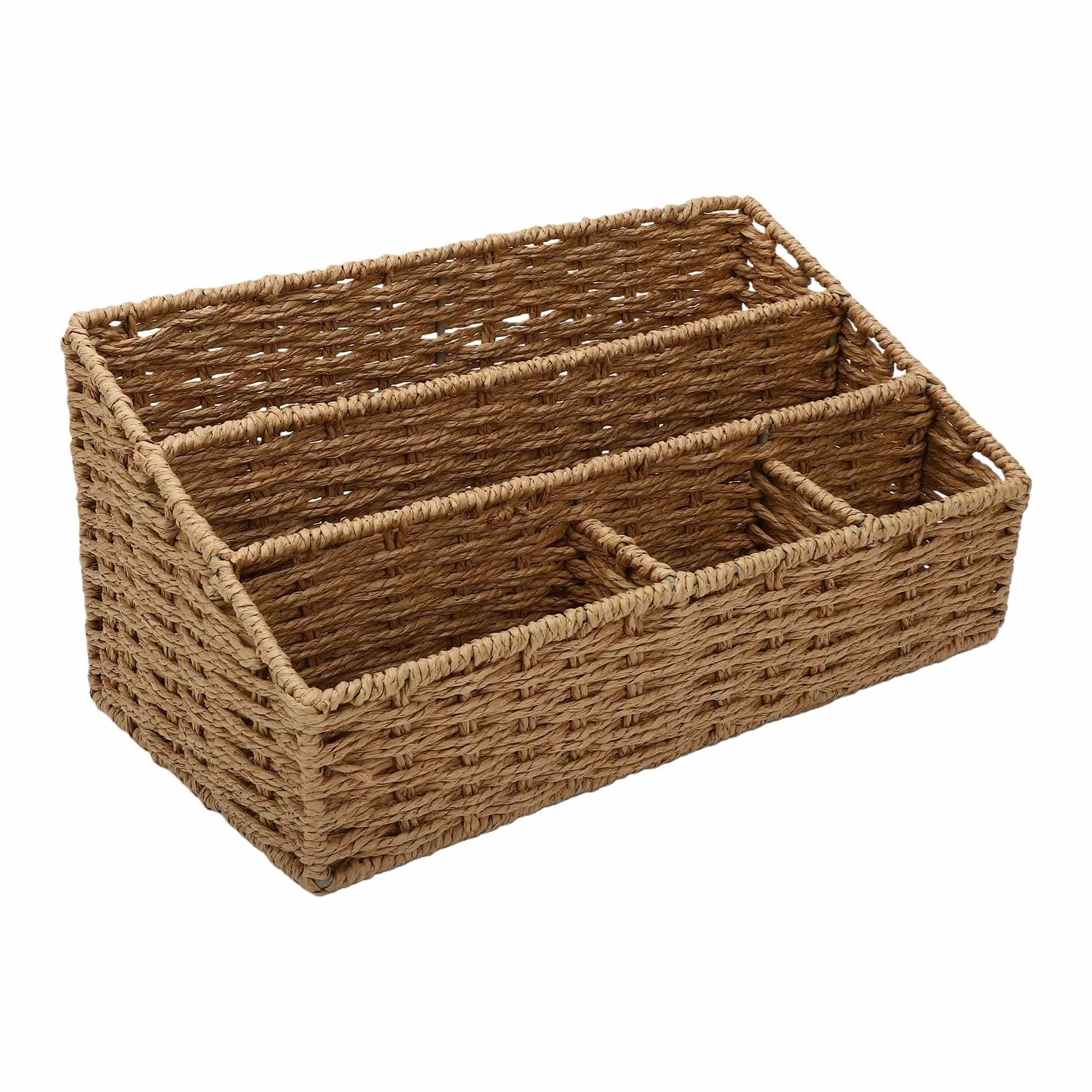 Jectse Organizer Posta in Tessuto Portafile Da Scrivania, 2 Pezzi, for | Organizer da scrivania in rattan naturale con struttura in ferro per forniture per ufficio, vassoio per lettere, contenitore