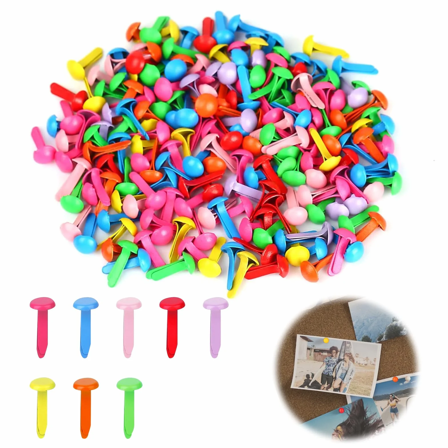 200 Pezzi Fermacampioni Piccoli Rotondi in Metallo per Scrapbooking, Clip Decorazioni Artigianali