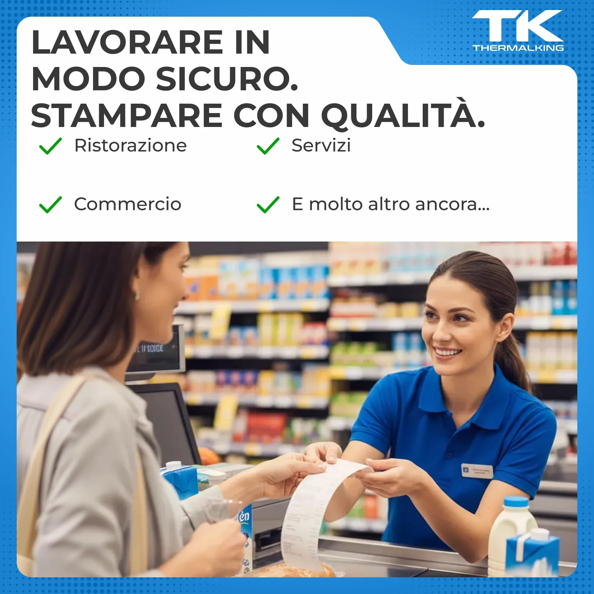 THERMALKING - Rotoli POS 57x35x12 di carta termica per ricevute Bancomat - Rotolini compatibili con dispositivi POS - Rotolo carta termica 57mm x 14m x 12mm - [50x]