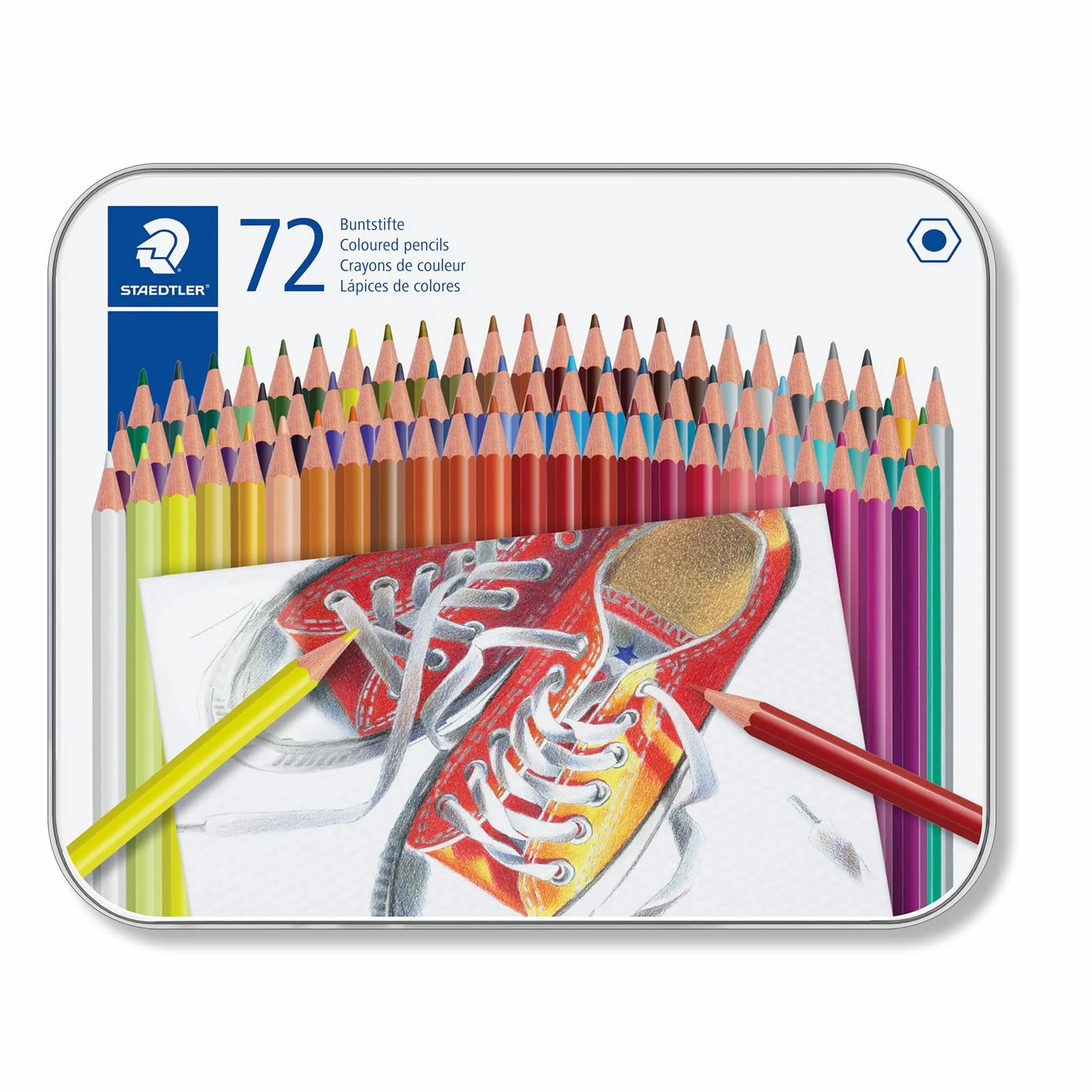 STAEDTLER 175 M72 Matite colorate esagonali in scatola di metallo 72 Pezzi