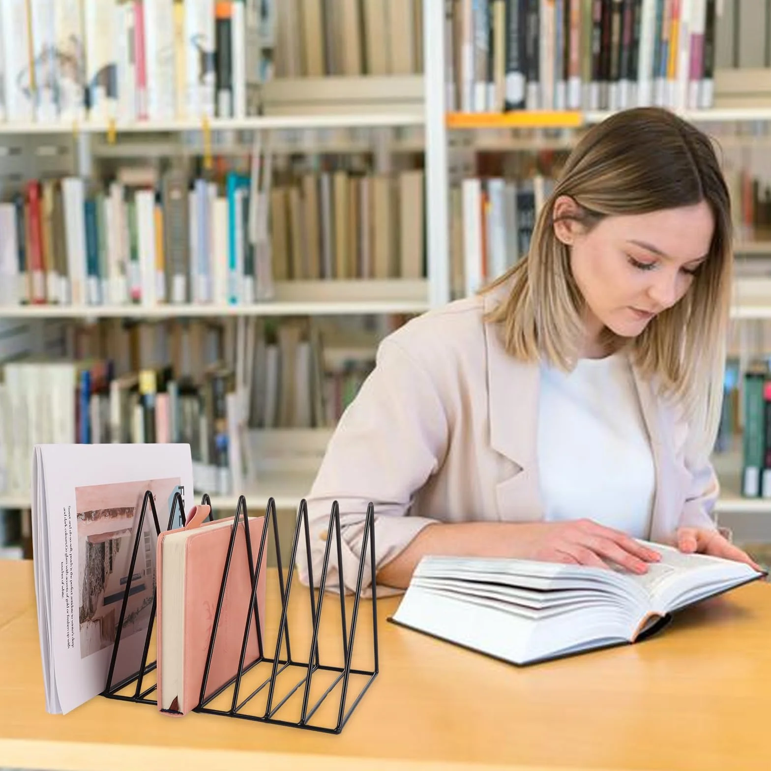 4 supporti per riviste metallo nero 9 scomparti triangolari libreria ufficio