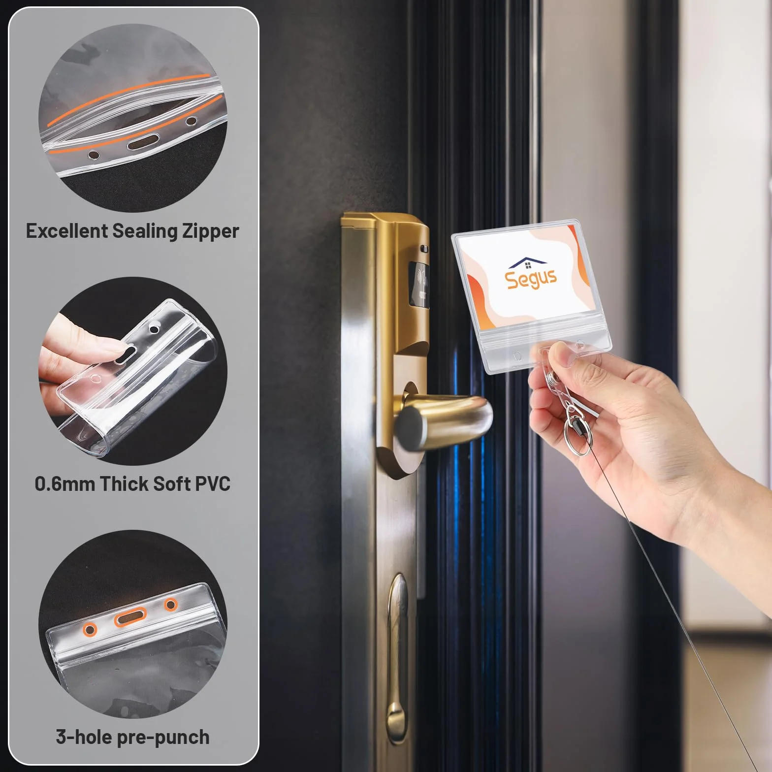 Segus Portabadge 20 Pezzi Porta Tessere Plastica Impermeabili Orizzontale