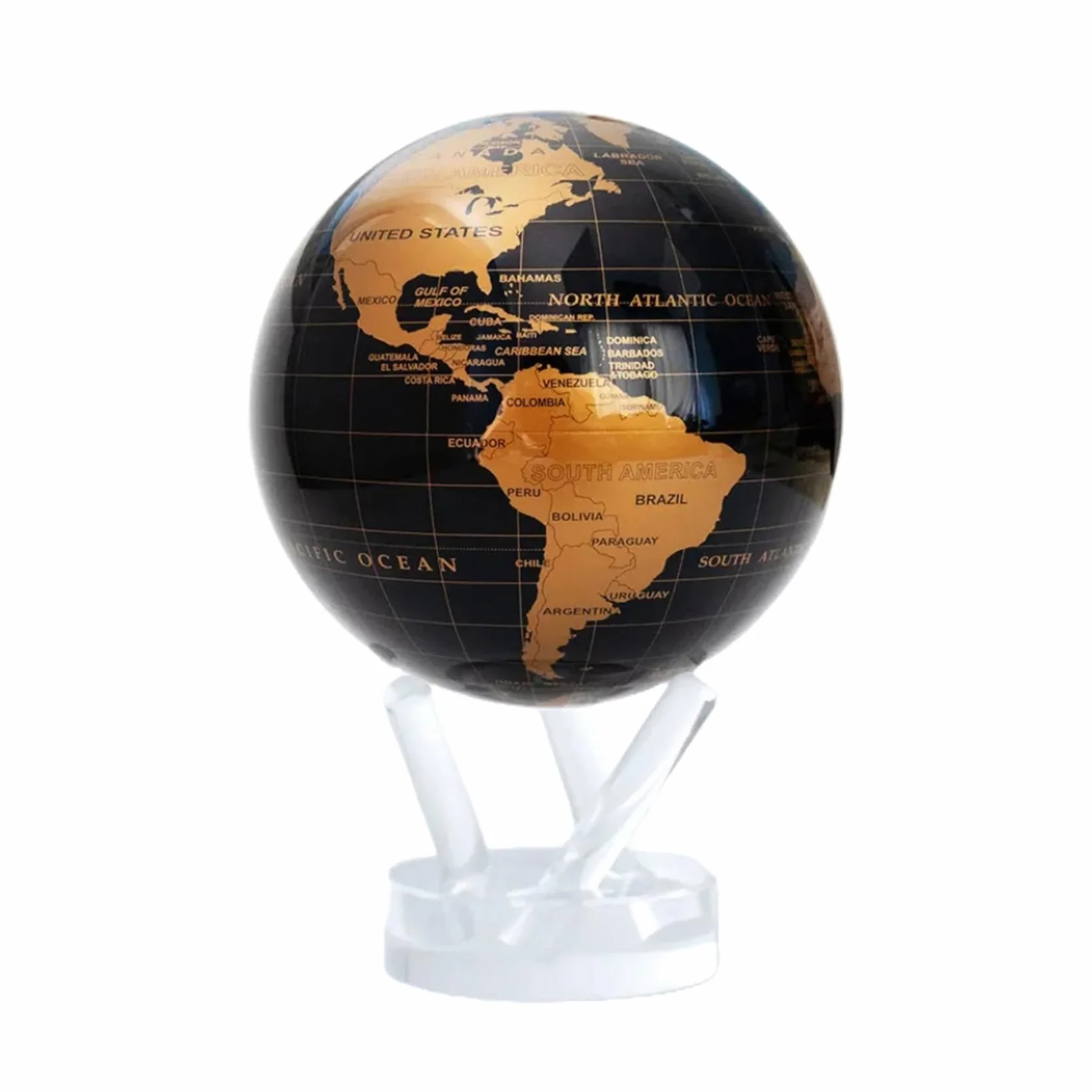 MOVA Globes Nero Profondo e Oro Signature (6") | Mappamondo Auto-Rotante a Energia Luminosa |Silenzioso, Senza Batterie né Fili |Decorazione da Scrivania o Idea Regalo Globo Spazio