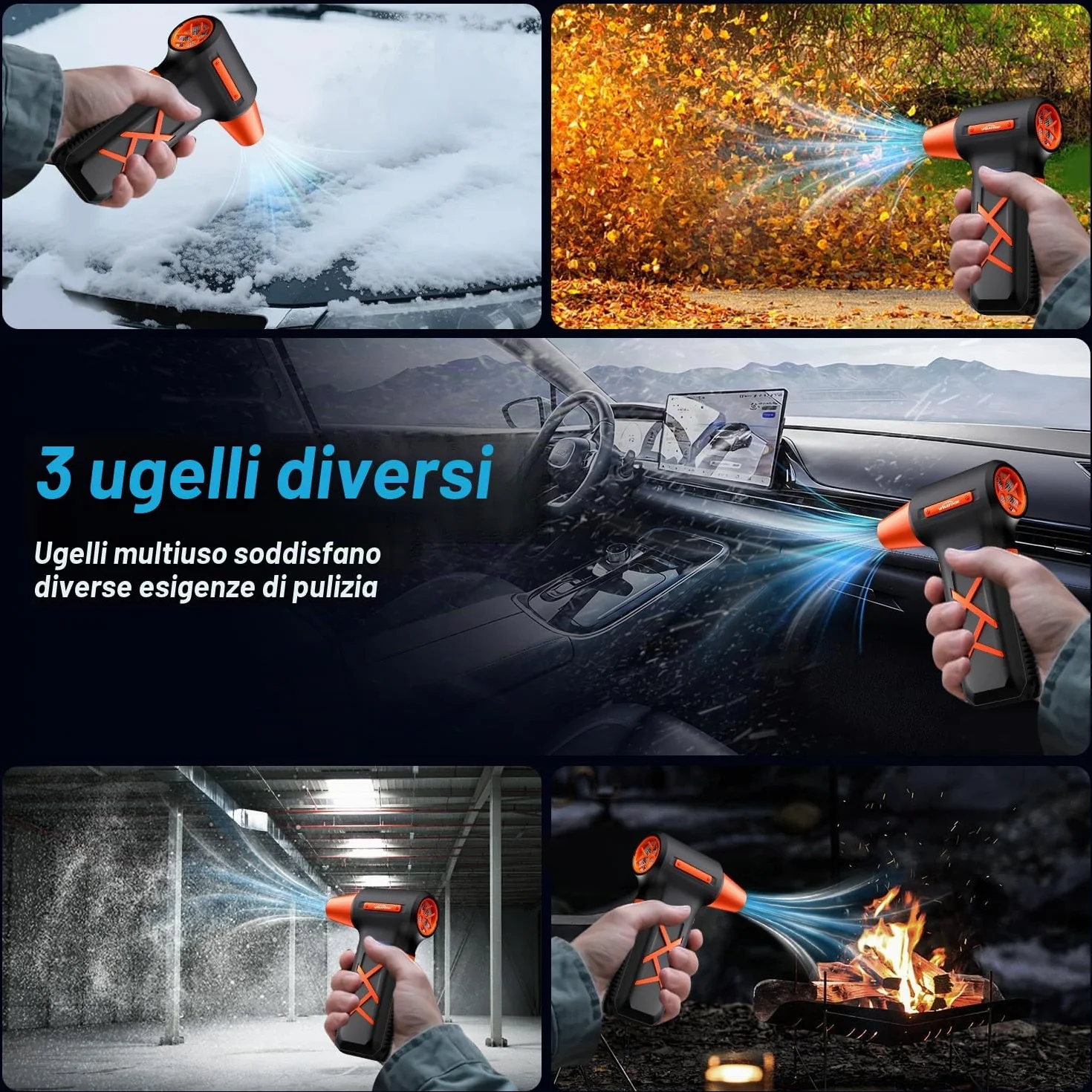 WAHTOOK Aria Compressa Elettrico：250000RPM Soffiatore Aria Compressa con 270 Minuti di Autonomia Della Super-Lunga, 3 Velocità Mini Soffiatore di Pulizia PC, Divano, Tastiera, Auto