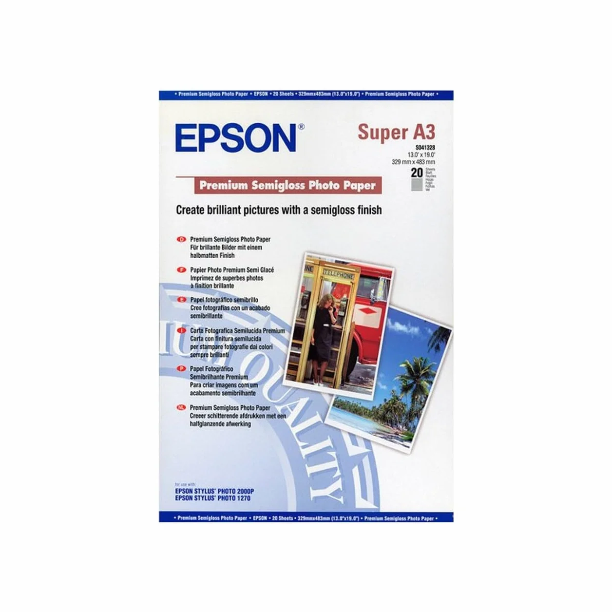 Epson S041328 Semiglossy Photopaper 20 A3+ 43 x 48,3 cm (A3 Plus) Carta fotografica