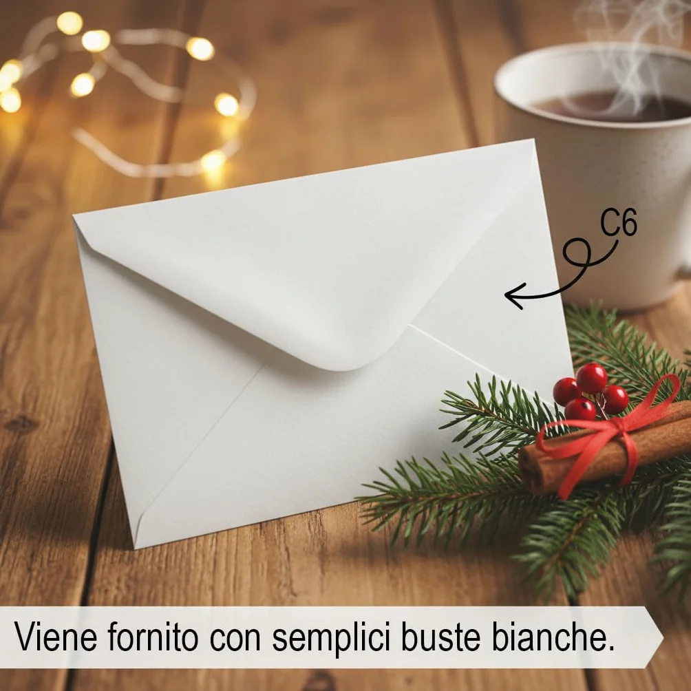 Biglietti di Natale in Italiano A6 con Buste Bianche – Set di 30 per Auguri Festivi
