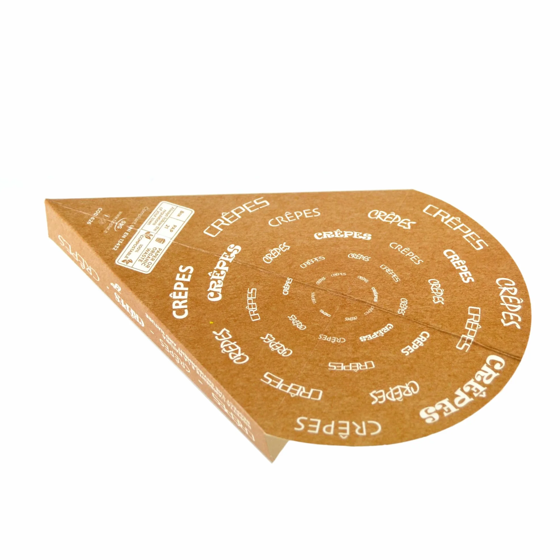 PZ 100 CONTENITORE PORTA CREPES PIEGHEVOLE IN CARTA ALIMENTARE ASTUCCIO PER CREPES TAKE AWAY