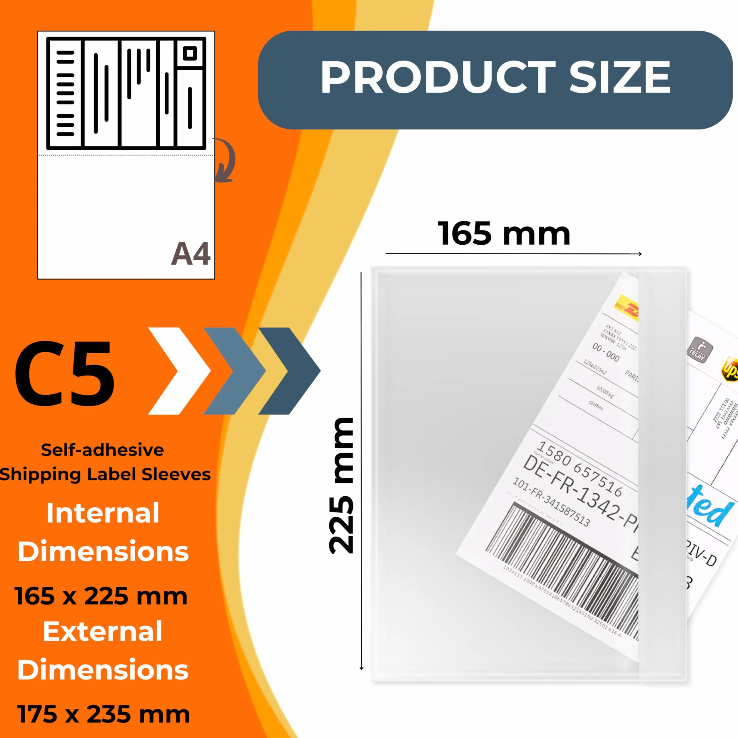 RAGO Buste Porta Documenti Autoadesive C5 A5 100 pezzi Confezione Trasparente per Spedizioni Vinted